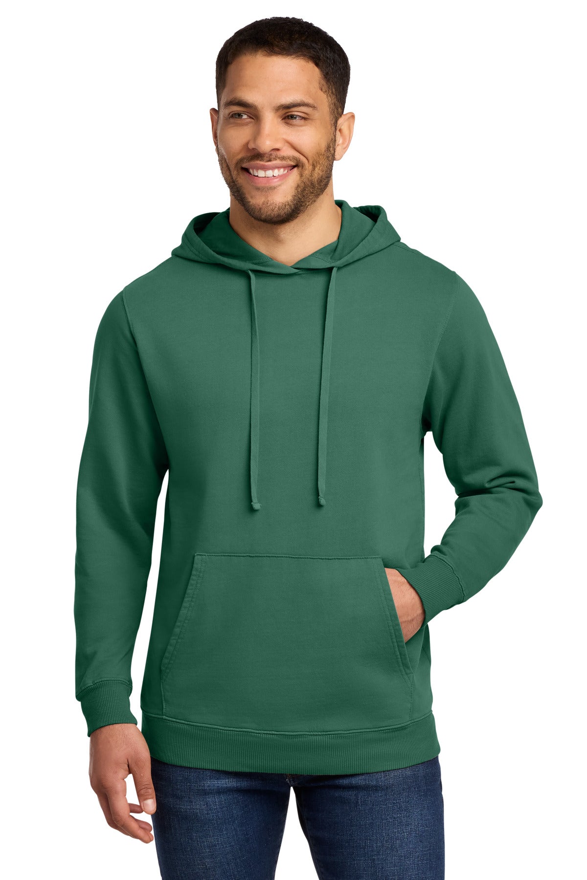 Port & Co Beach Wash Garment-Dyed Pullover Hooded Sweatshirt. PC098H - Nordic Green