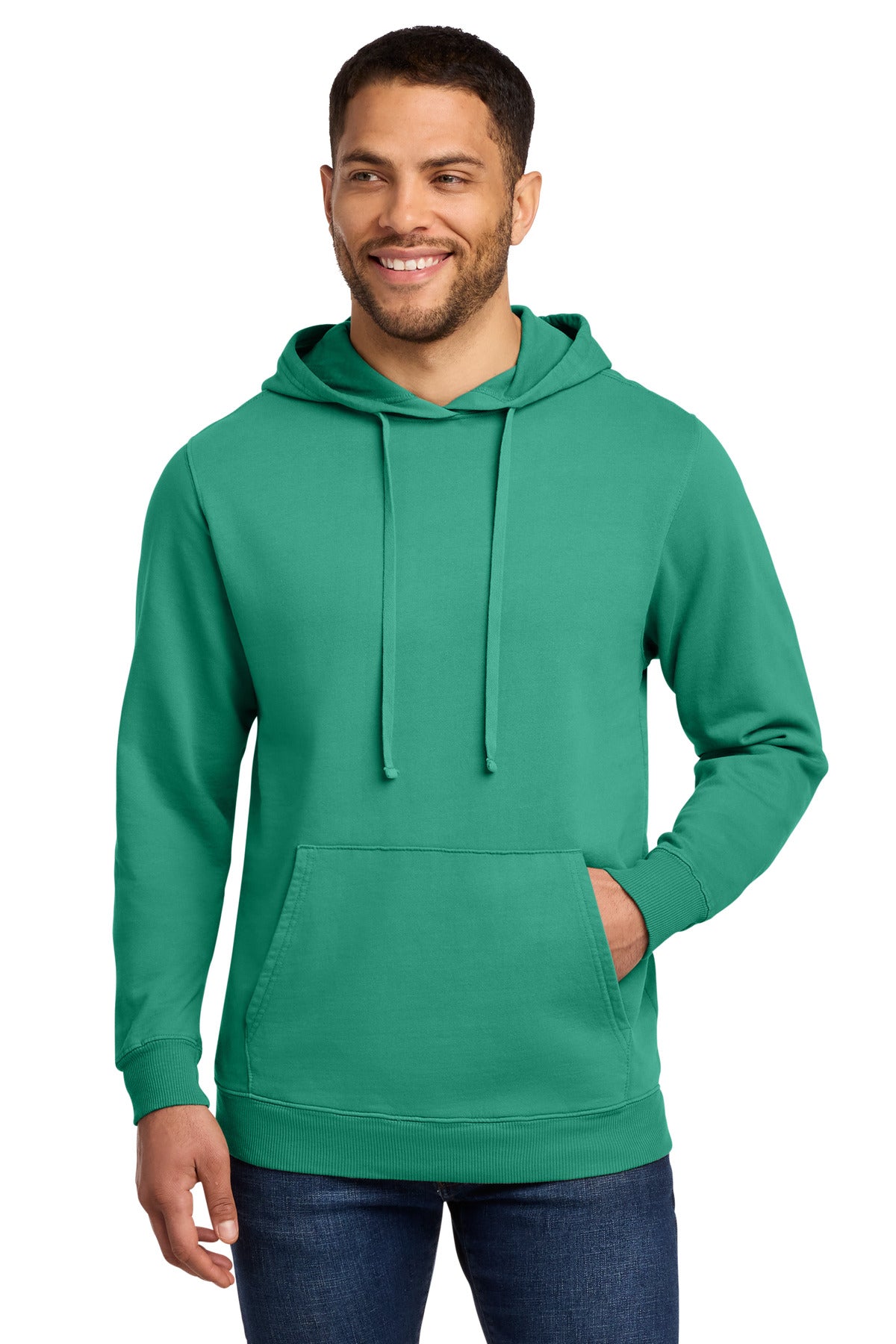 Port & Co Beach Wash Garment-Dyed Pullover Hooded Sweatshirt. PC098H - Peacock