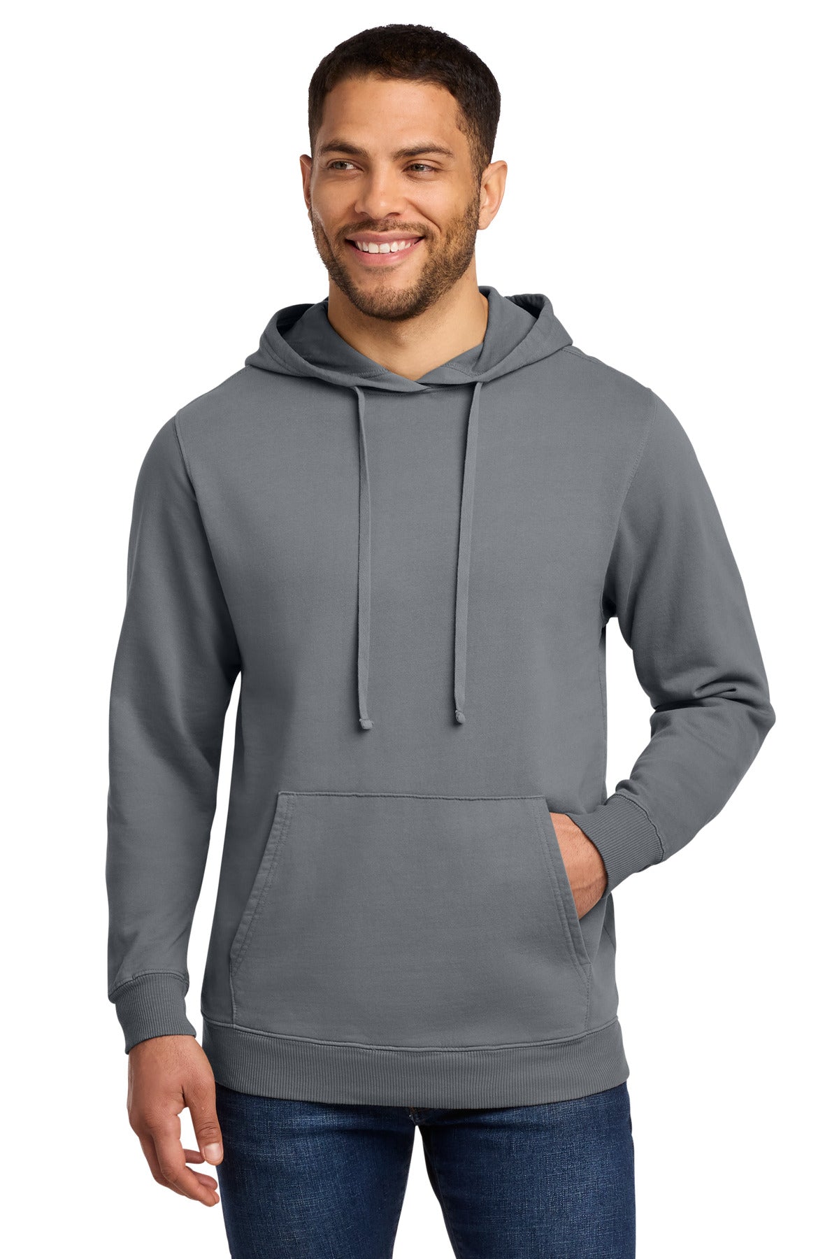 Port & Co Beach Wash Garment-Dyed Pullover Hooded Sweatshirt. PC098H - Pewter