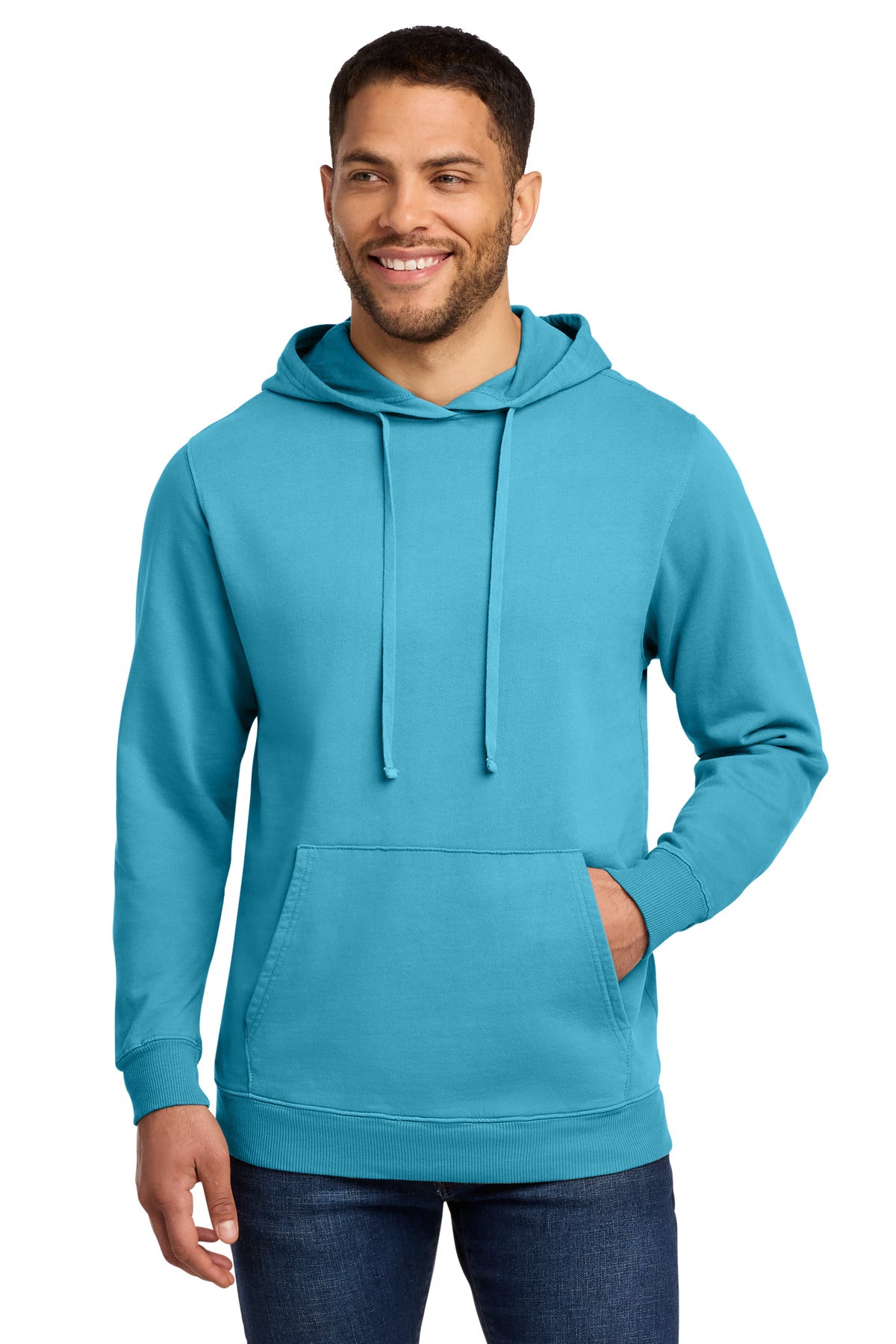 Port & Co Beach Wash Garment-Dyed Pullover Hooded Sweatshirt. PC098H - Tidal Wave