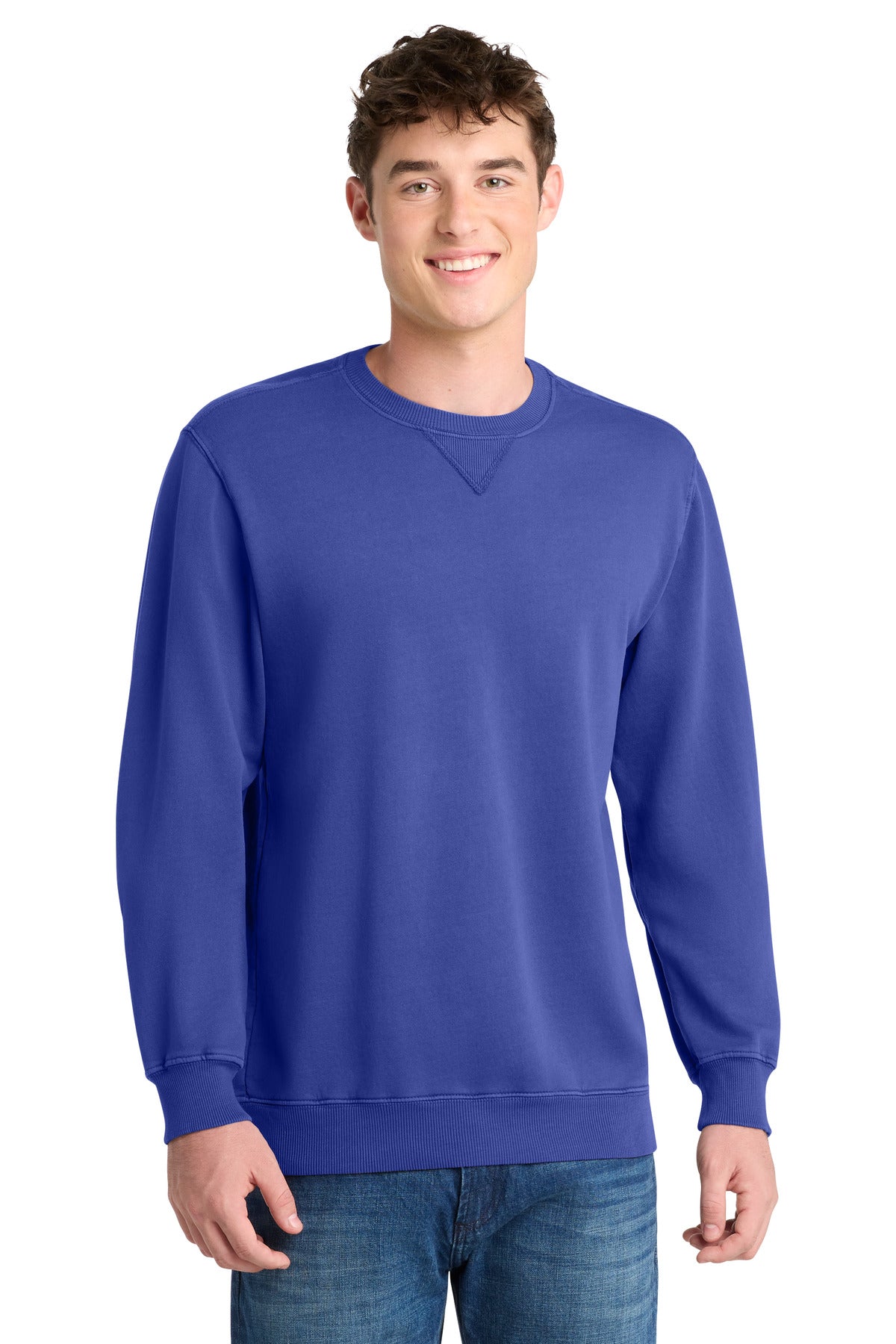 Port & Co Beach Wash Garment-Dyed Crewneck Sweatshirt PC098 - Blue Iris
