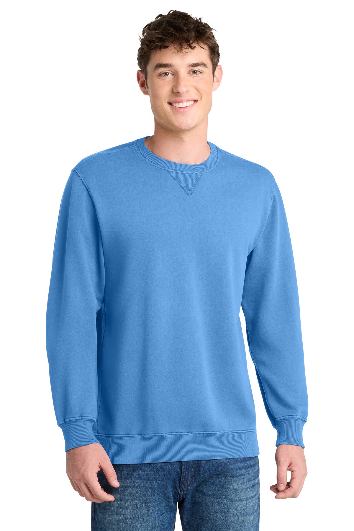 Port & Co Beach Wash Garment-Dyed Crewneck Sweatshirt PC098 - Blue Moon