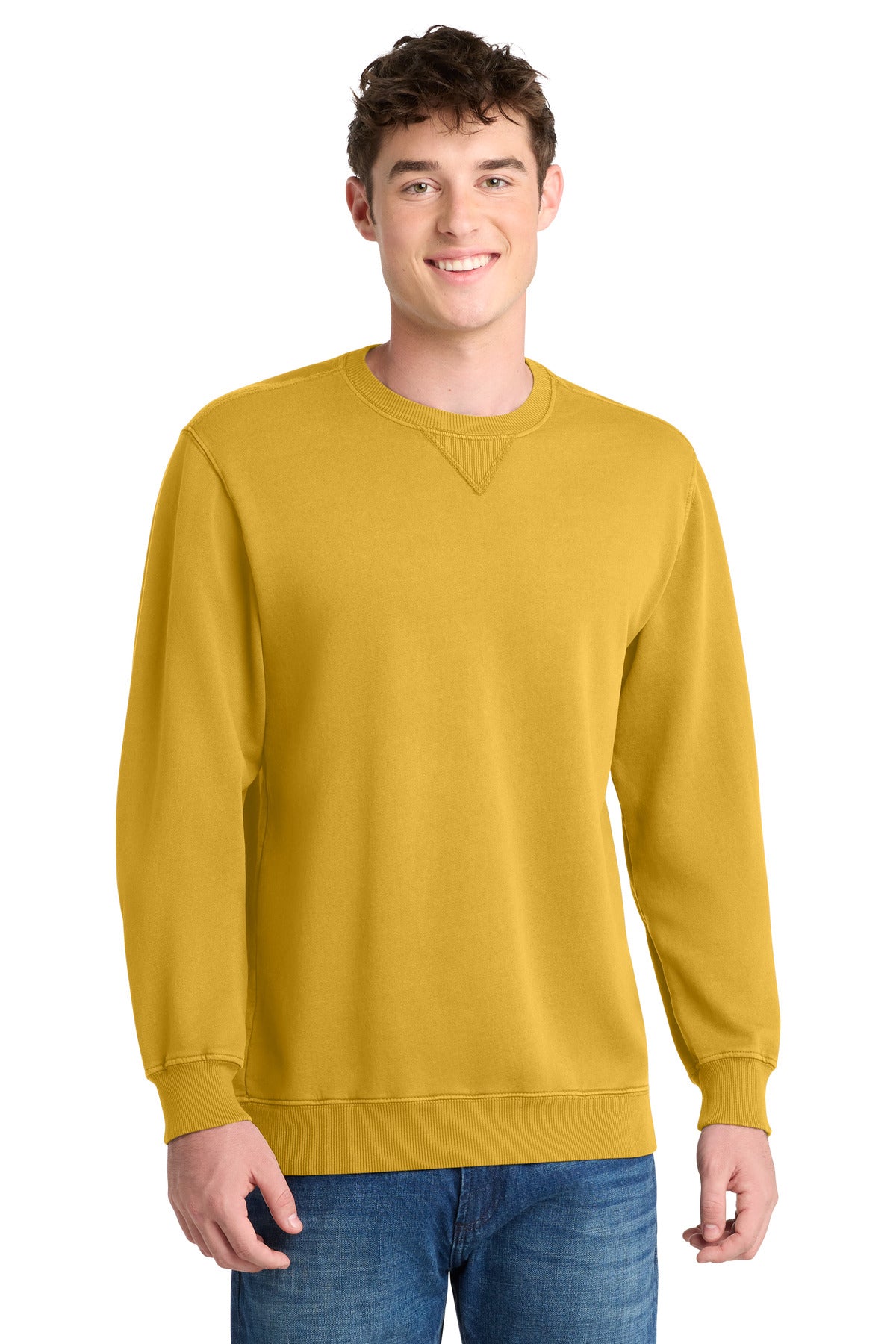 Port & Co Beach Wash Garment-Dyed Crewneck Sweatshirt PC098 - Dijon