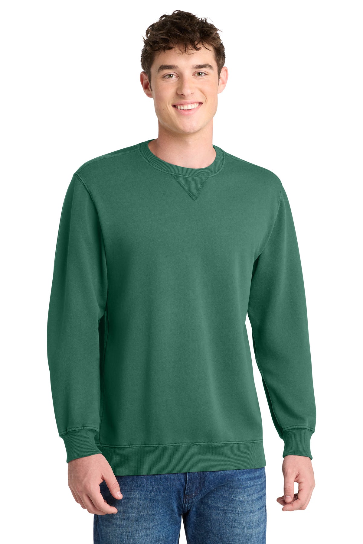 Port & Co Beach Wash Garment-Dyed Crewneck Sweatshirt PC098 - Nordic Green