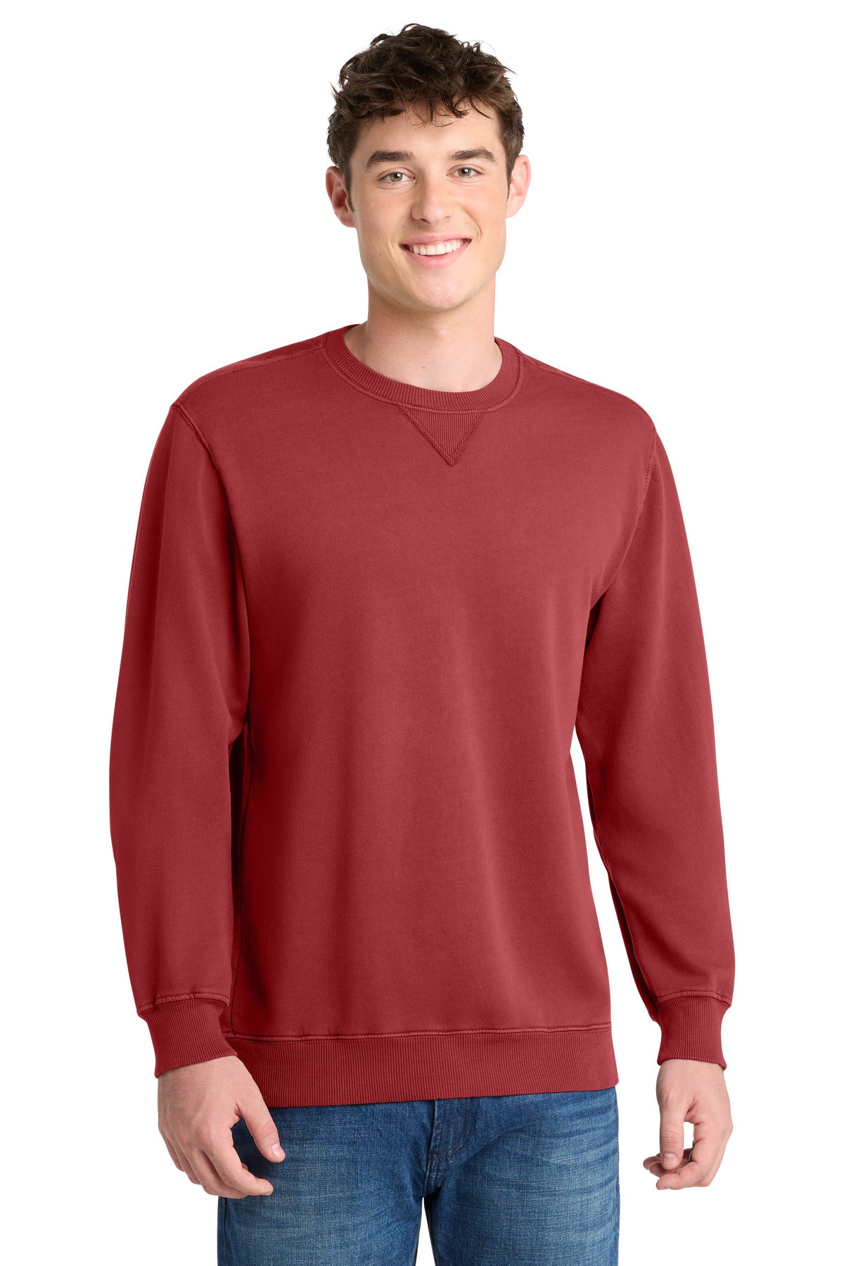 Port & Co Beach Wash Garment-Dyed Crewneck Sweatshirt PC098 - Red Rock