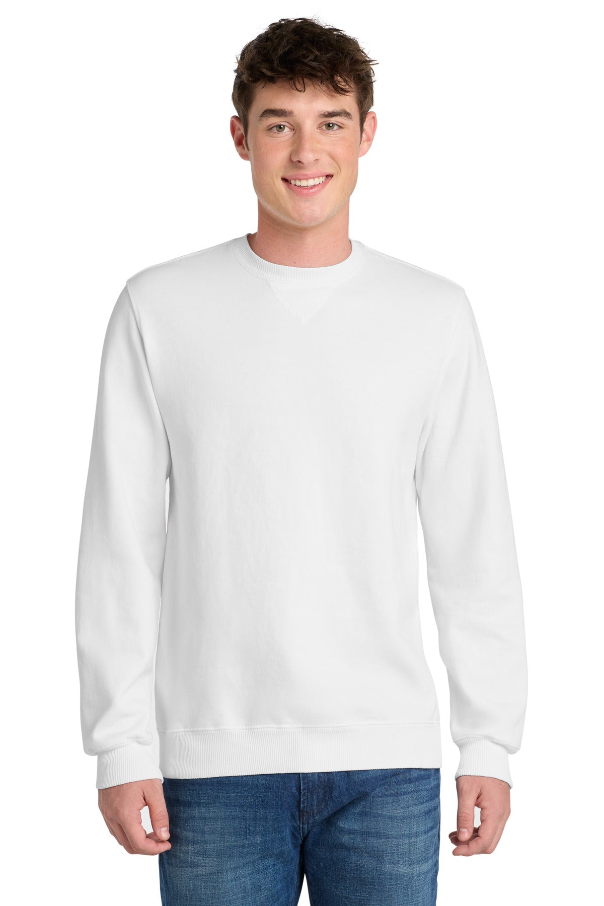 Port & Co Beach Wash Garment-Dyed Crewneck Sweatshirt PC098 - White