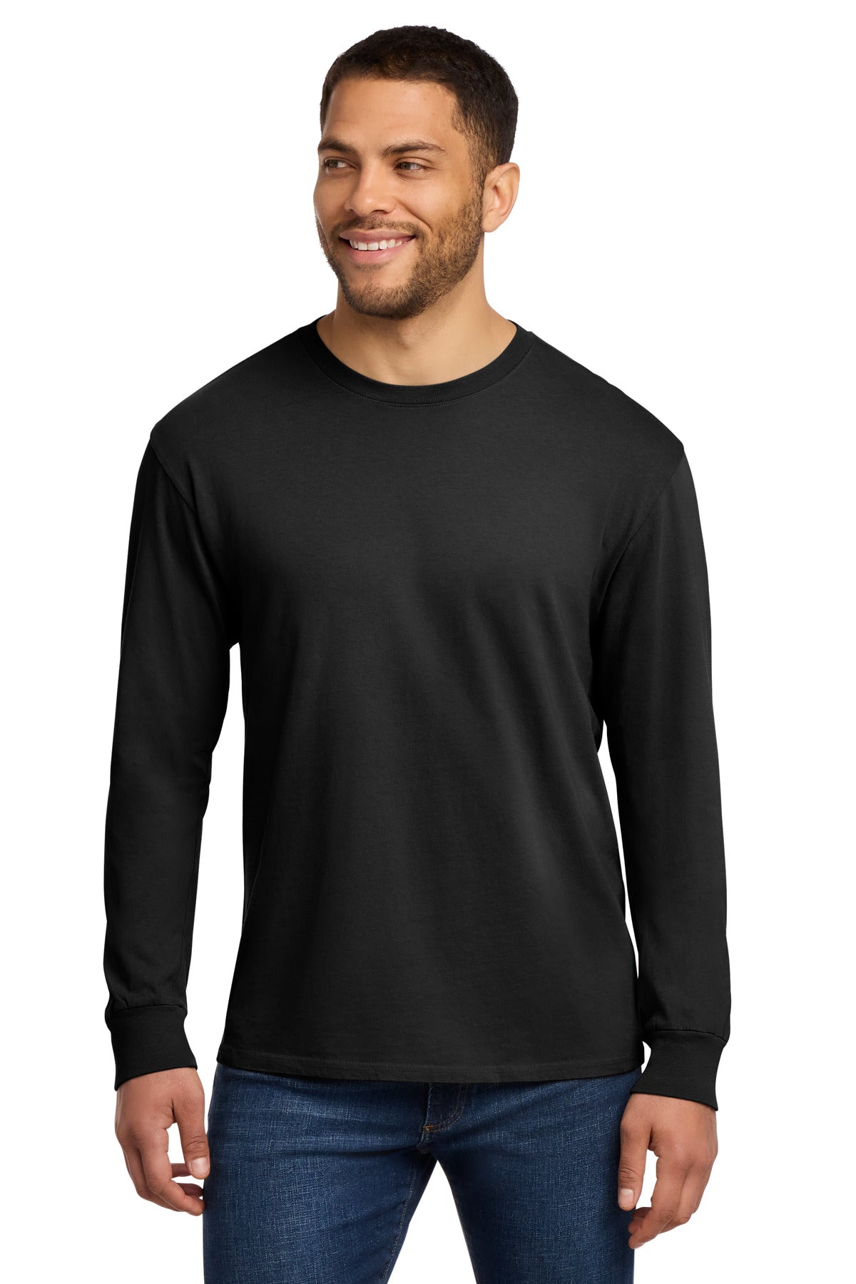 Port & Co Beach Wash Garment-Dyed Long Sleeve Tee PC099LS - Black