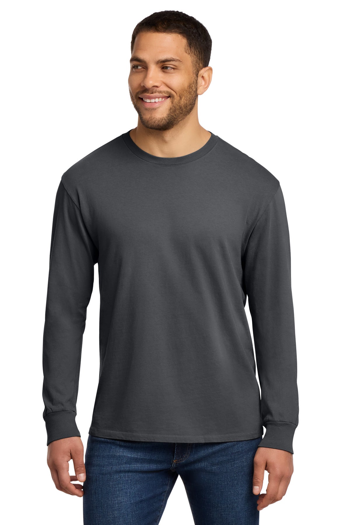 Port & Co Beach Wash Garment-Dyed Long Sleeve Tee PC099LS - Coal