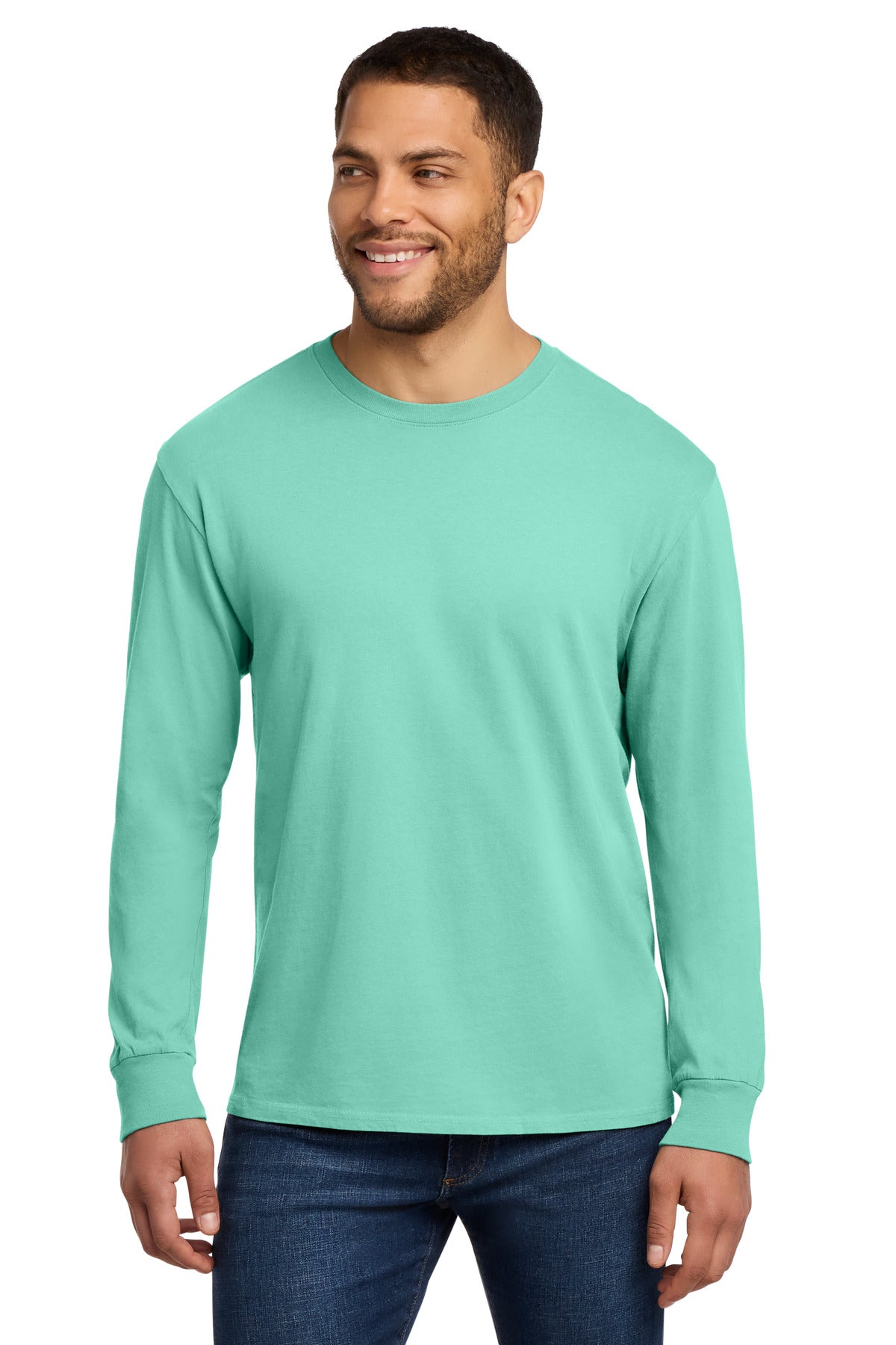 Port & Co Beach Wash Garment-Dyed Long Sleeve Tee PC099LS - Cool Mint