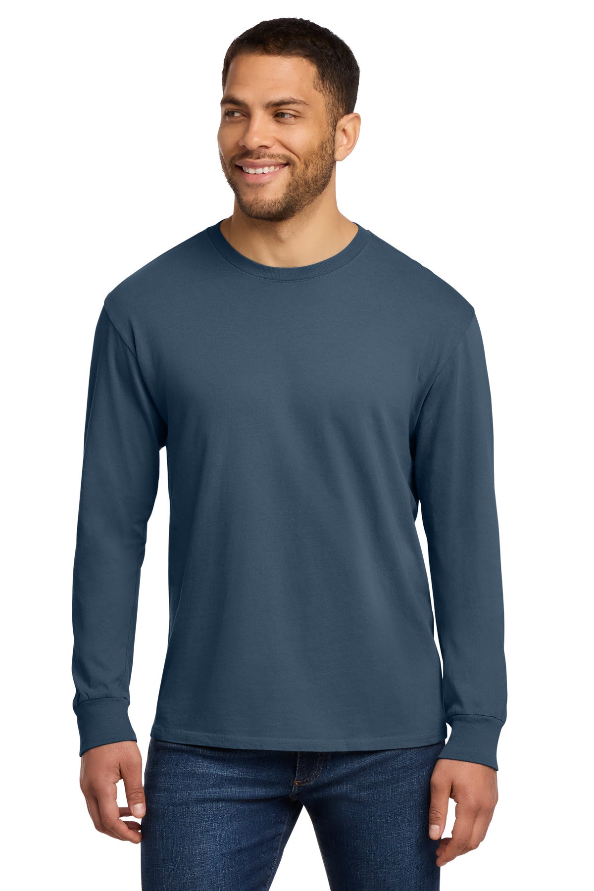 Port & Co Beach Wash Garment-Dyed Long Sleeve Tee PC099LS - Denim Blue