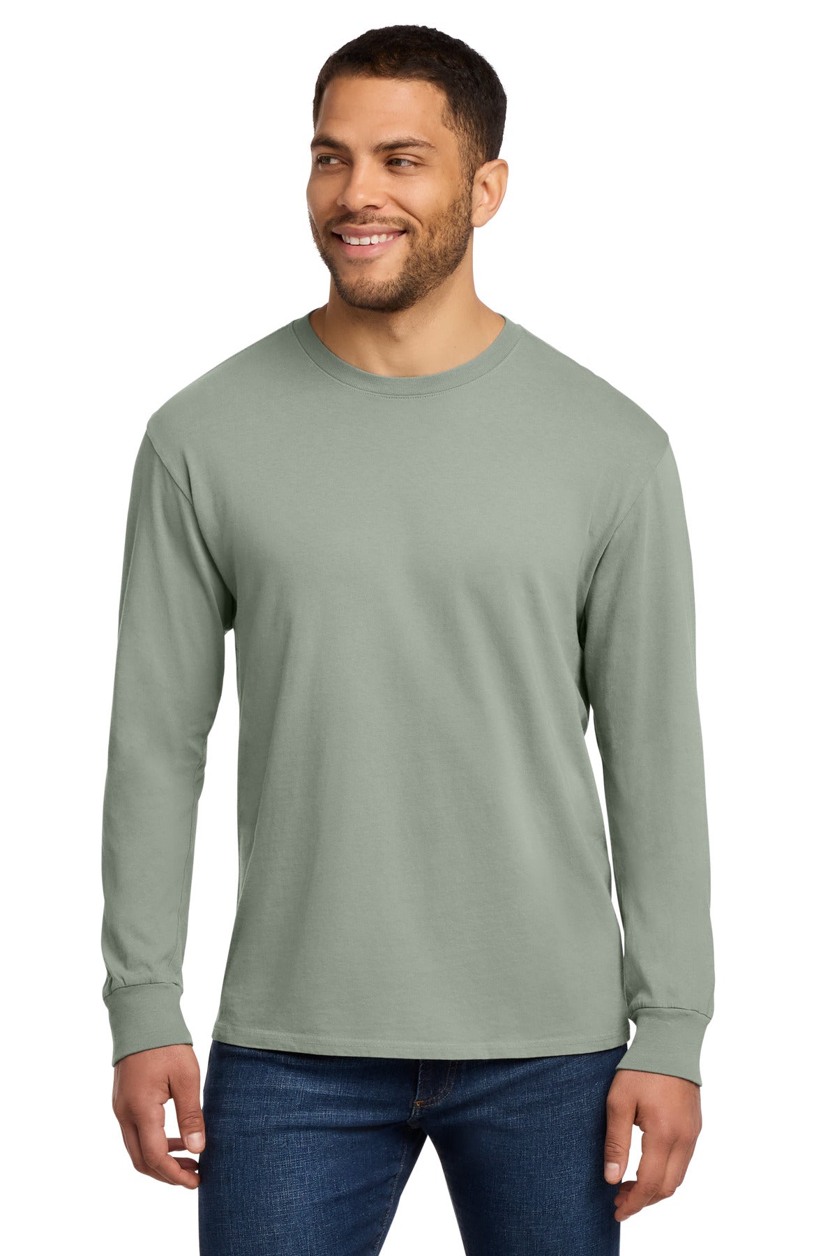 Port & Co Beach Wash Garment-Dyed Long Sleeve Tee PC099LS - Dove Grey