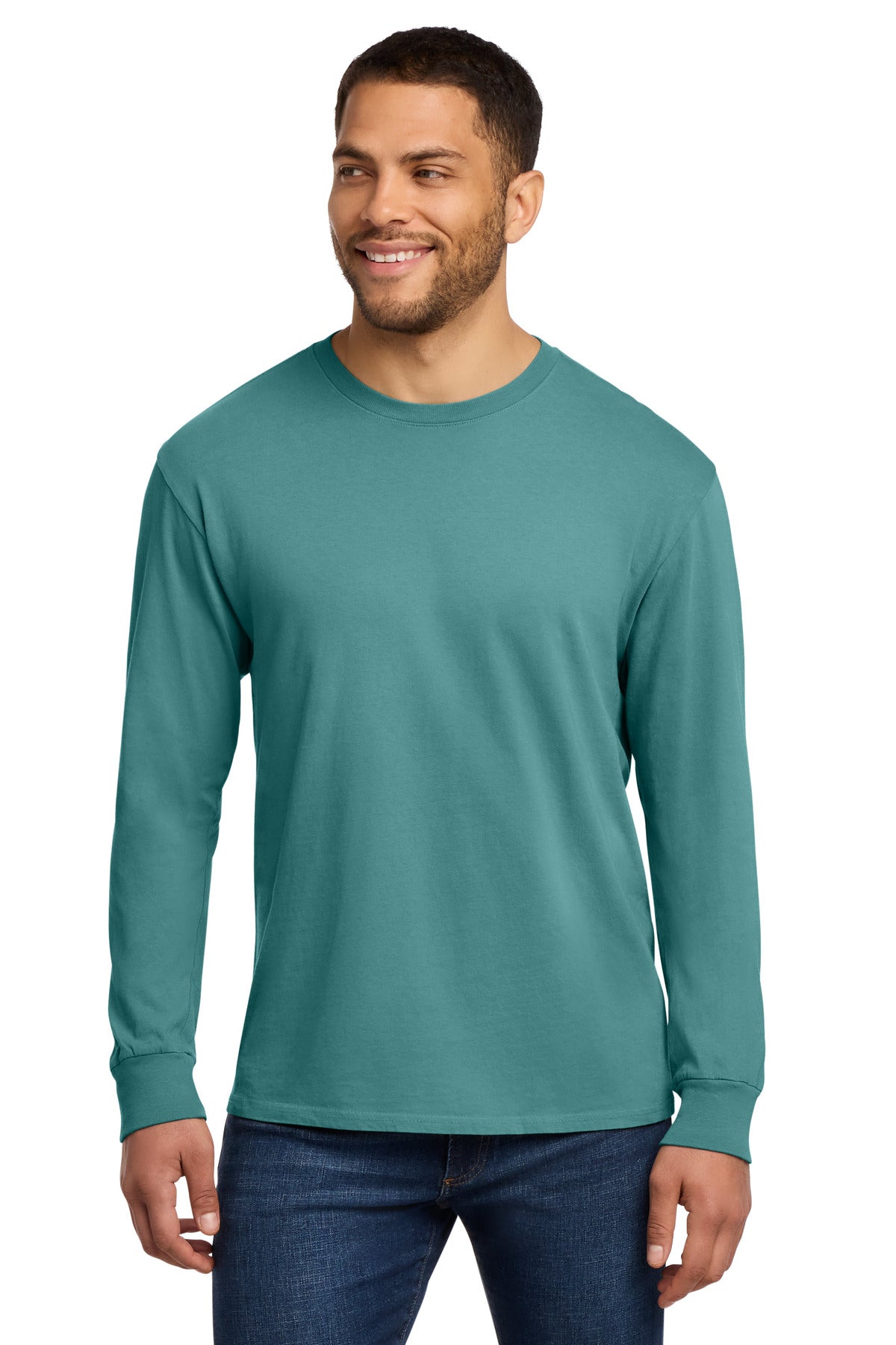 Port & Co Beach Wash Garment-Dyed Long Sleeve Tee PC099LS - Peacock