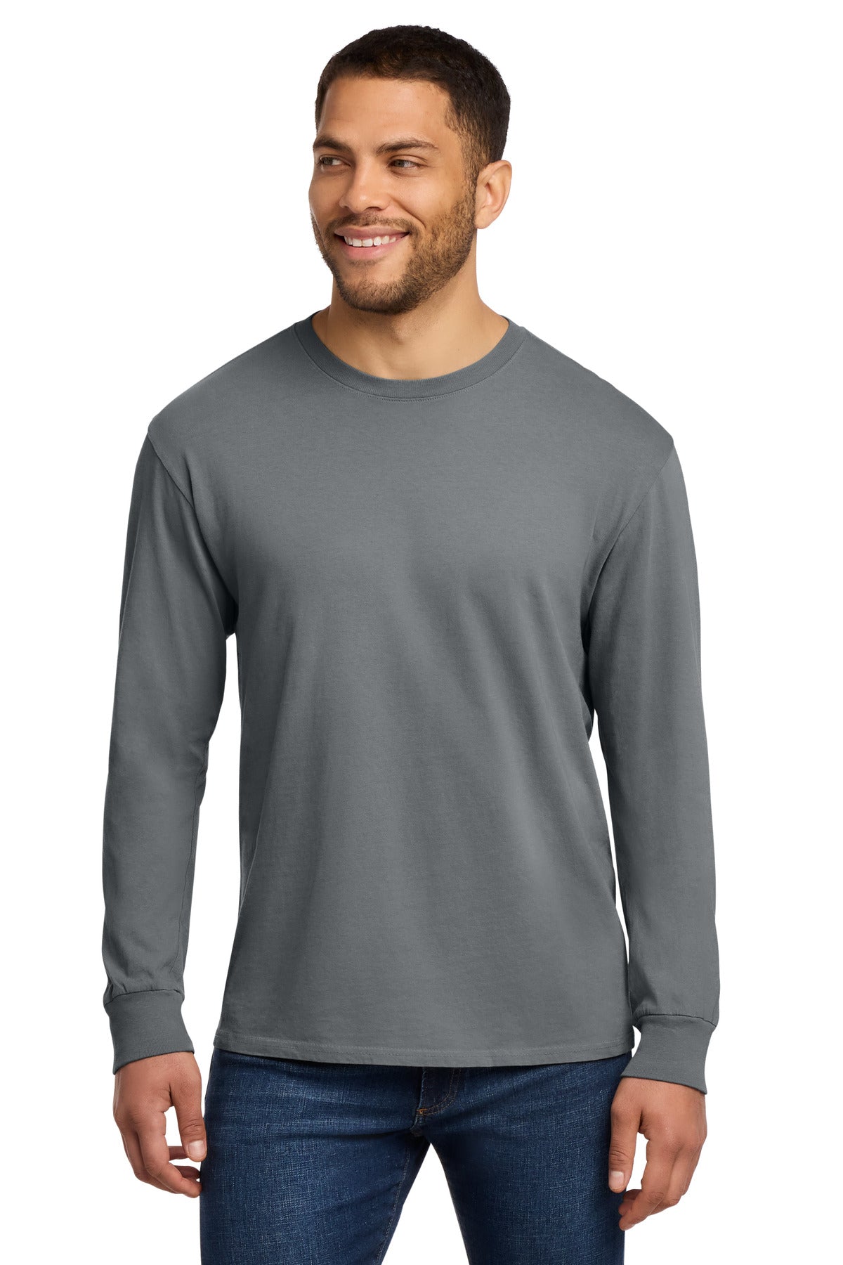 Port & Co Beach Wash Garment-Dyed Long Sleeve Tee PC099LS - Pewter