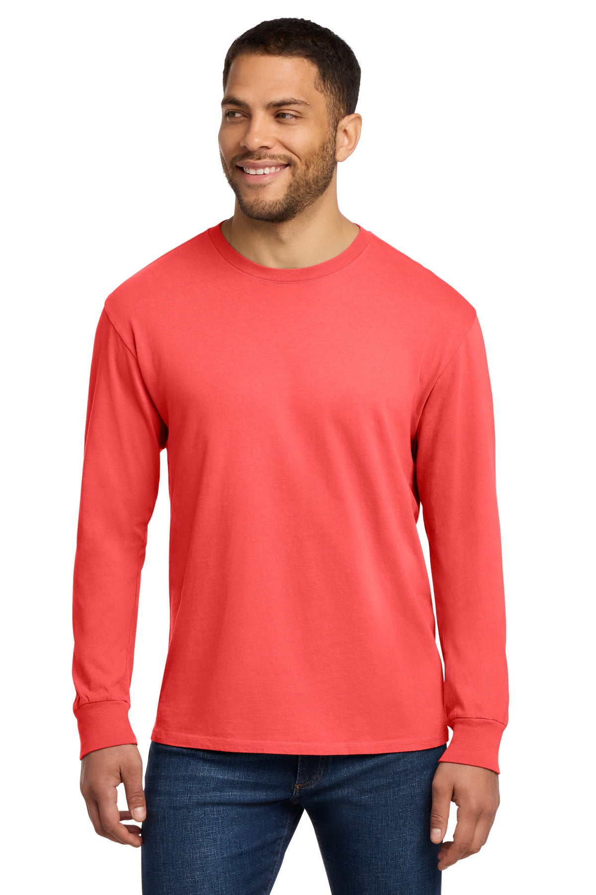 Port & Co Beach Wash Garment-Dyed Long Sleeve Tee PC099LS - Poppy