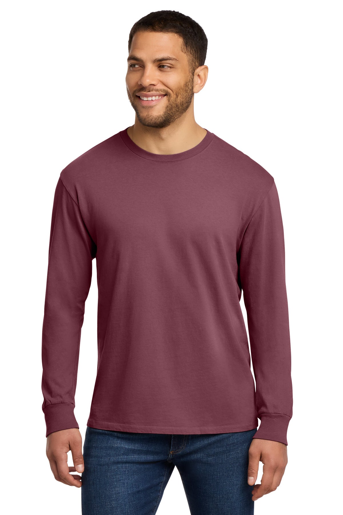Port & Co Beach Wash Garment-Dyed Long Sleeve Tee PC099LS - Wineberry