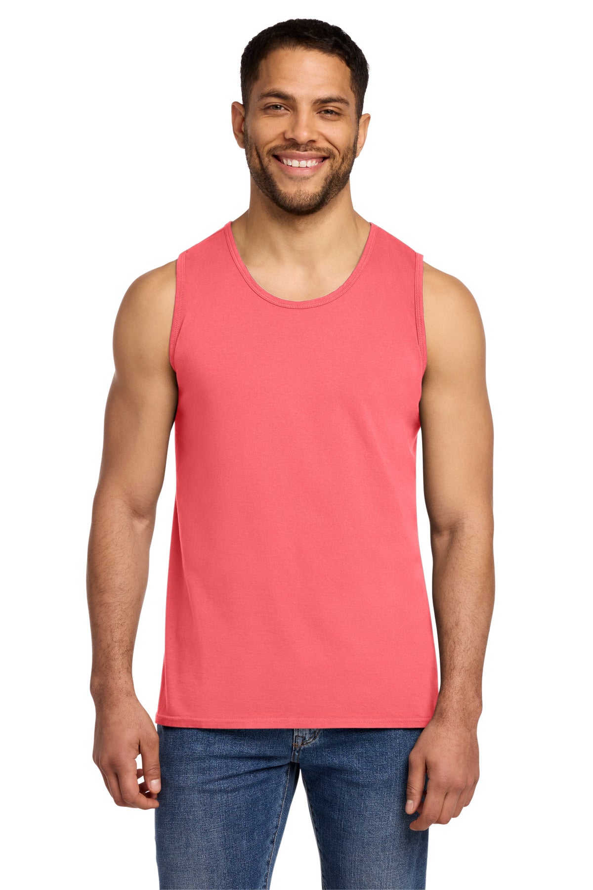 Port & Co Beach Wash Garment-Dyed Tank.  PC099TT - Neon Coral