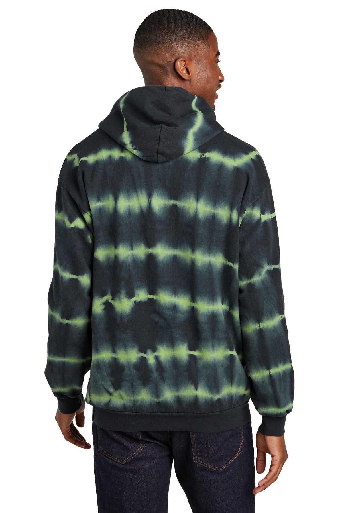 Port & Co Allover Stripe Tie-Dye Fleece PC143 - Green Tea/ Black