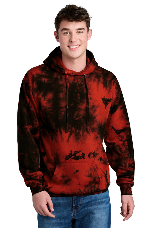 Port & Co Crystal Tie-Dye Pullover Hoodie PC144 - Black/ Red