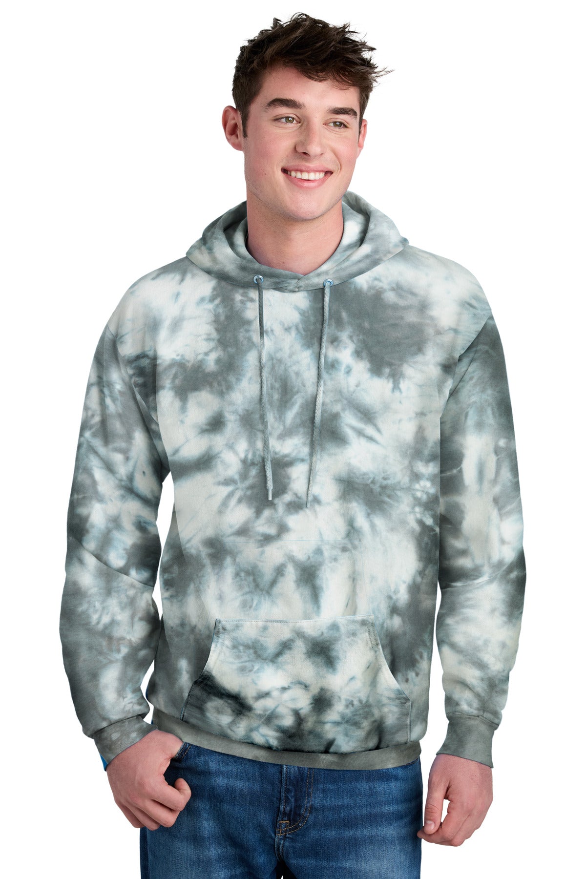 Port & Co Crystal Tie-Dye Pullover Hoodie PC144 - Grey