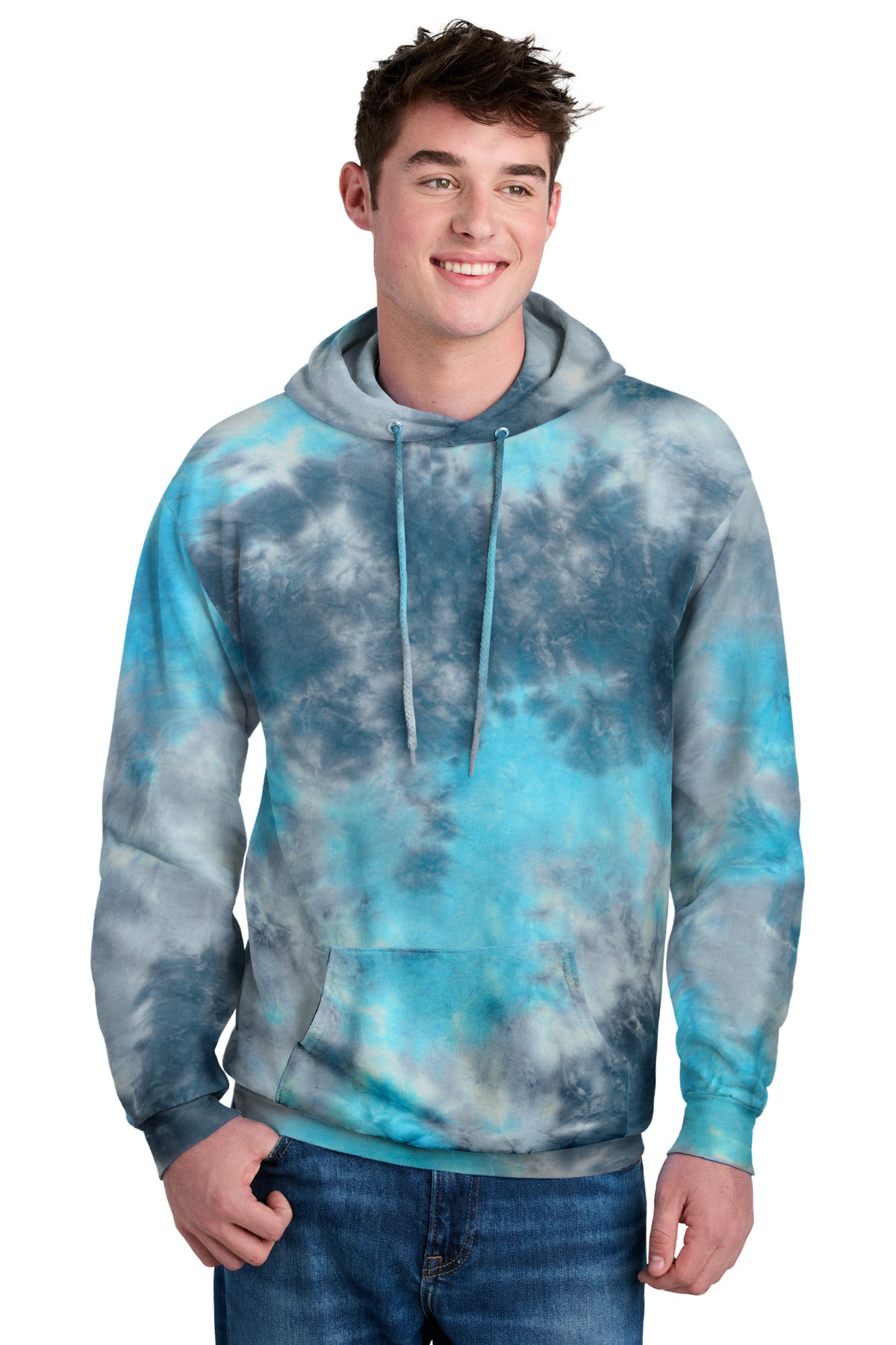 Port & Co Crystal Tie-Dye Pullover Hoodie PC144 - Lagoon Colorburst