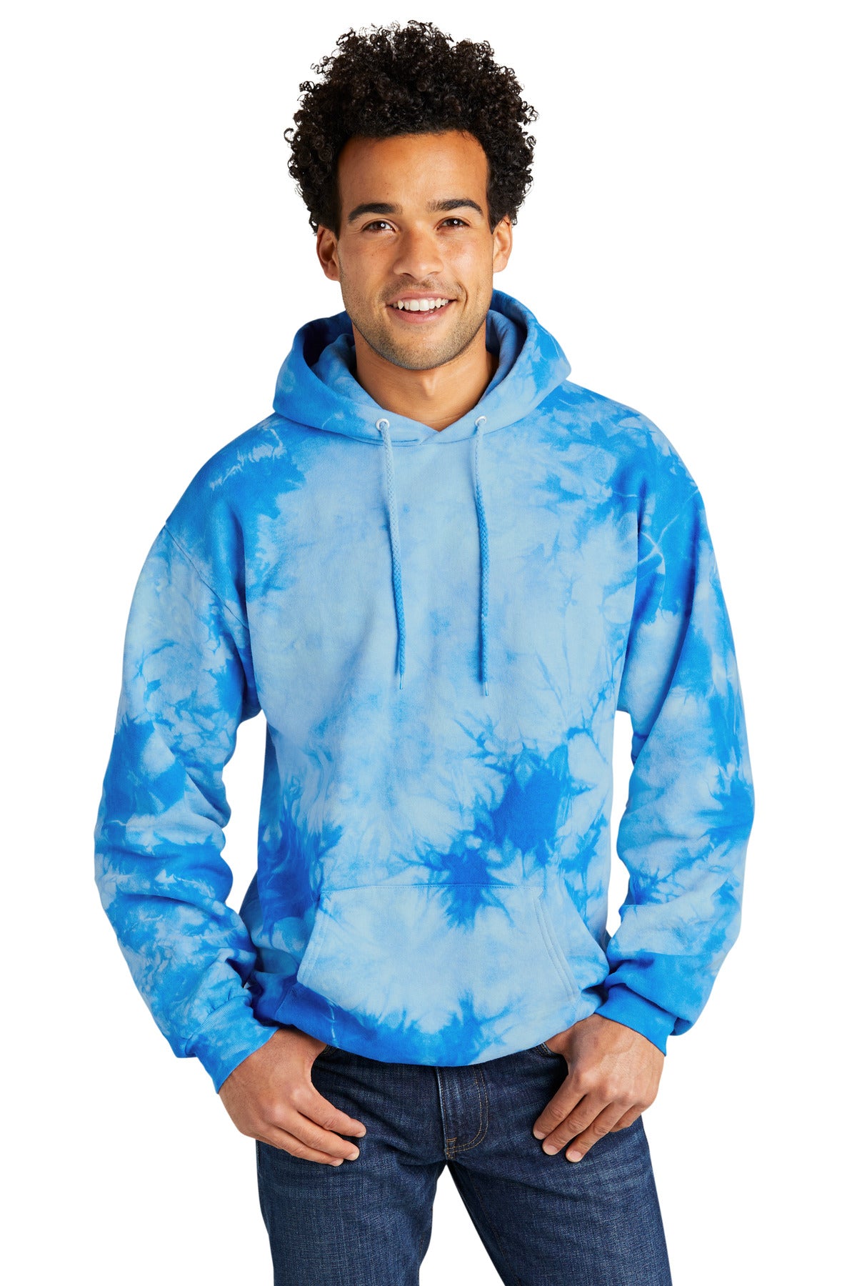 Port & Co Crystal Tie-Dye Pullover Hoodie PC144 - Sky Blue