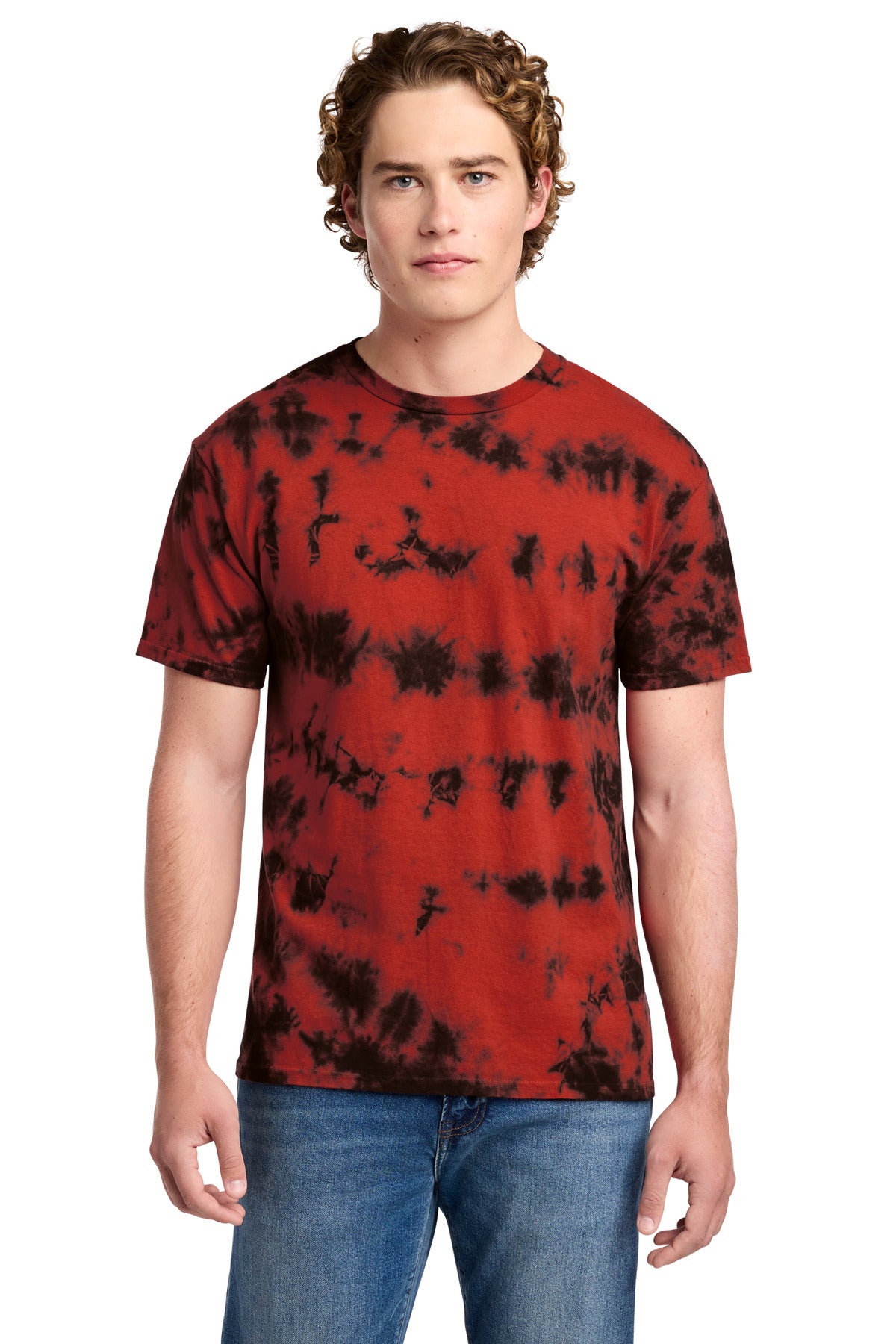 Port & Co Crystal Tie-Dye Tee PC145 - Black/ Red