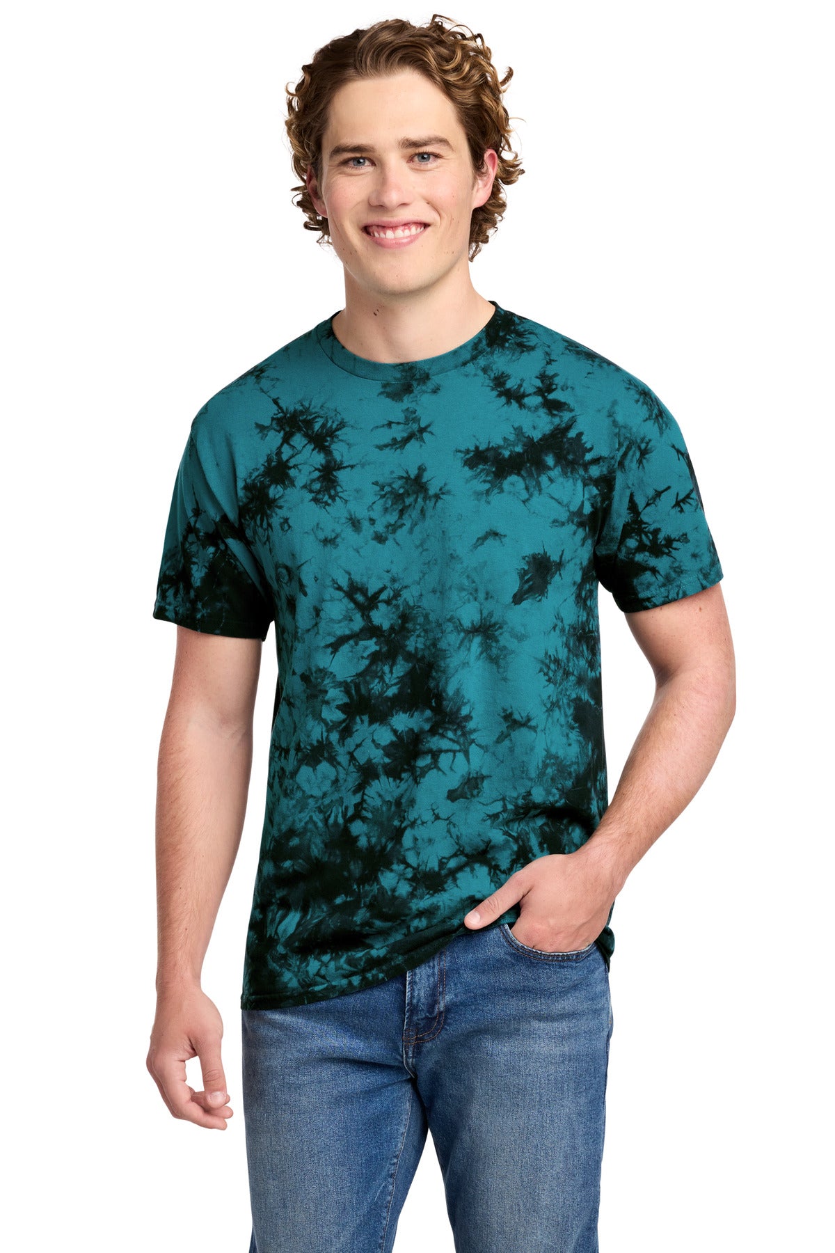 Port & Co Crystal Tie-Dye Tee PC145 - Black/ Teal