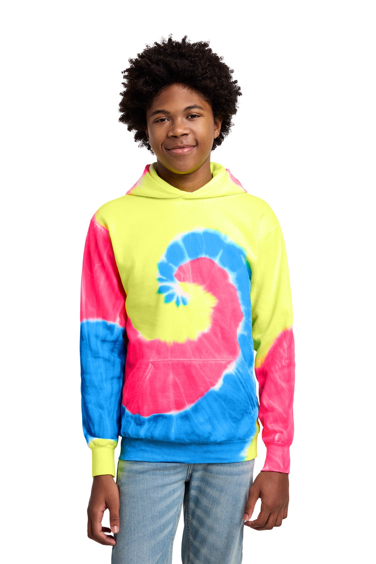 Port & Co Youth Tie-Dye Pullover Hooded Sweatshirt