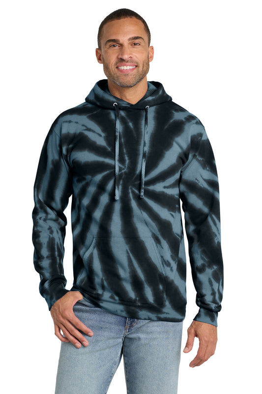Port & Co Tie-Dye Pullover Hooded Sweatshirt. PC146 - Black