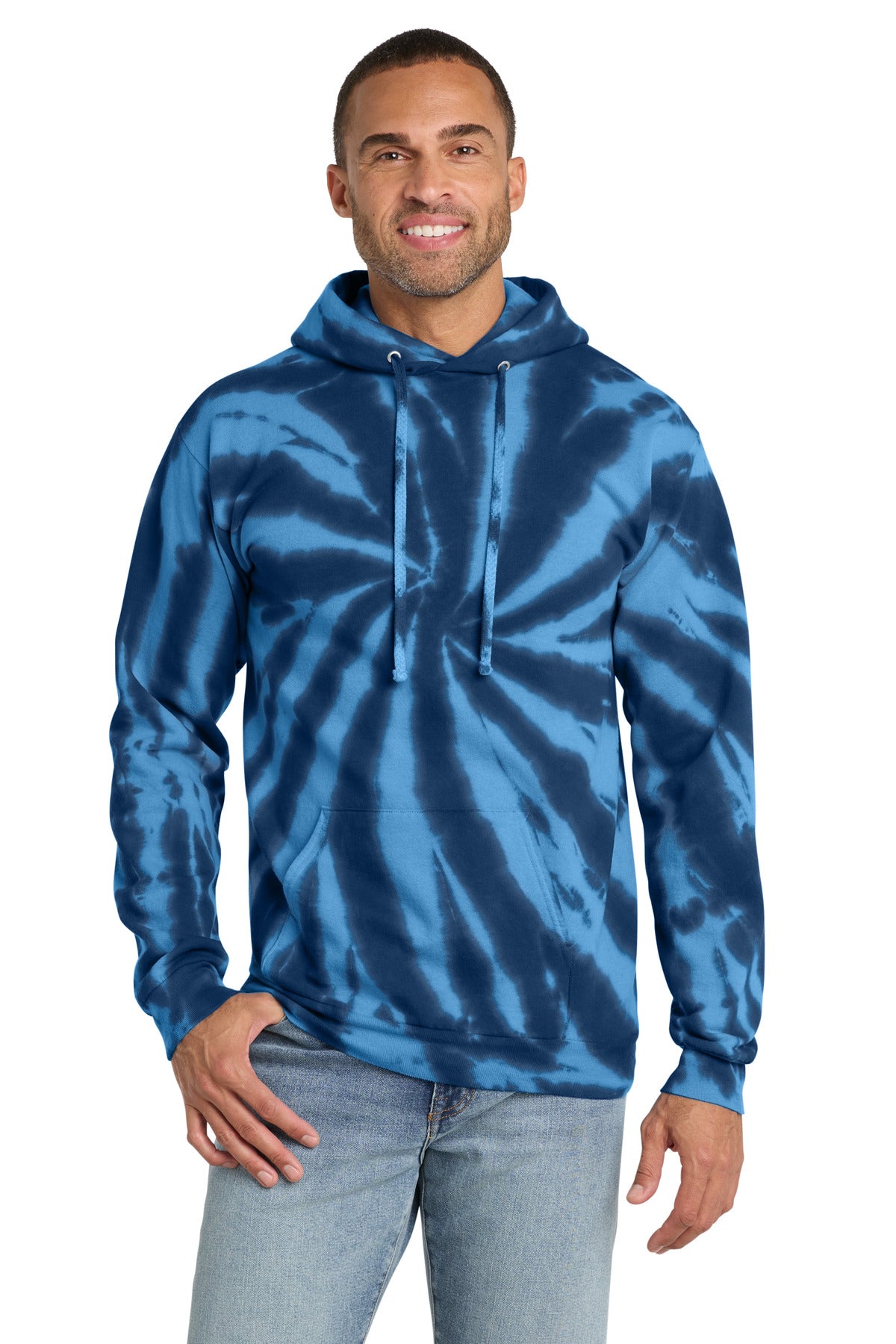 Port & Co Tie-Dye Pullover Hooded Sweatshirt. PC146 - Navy