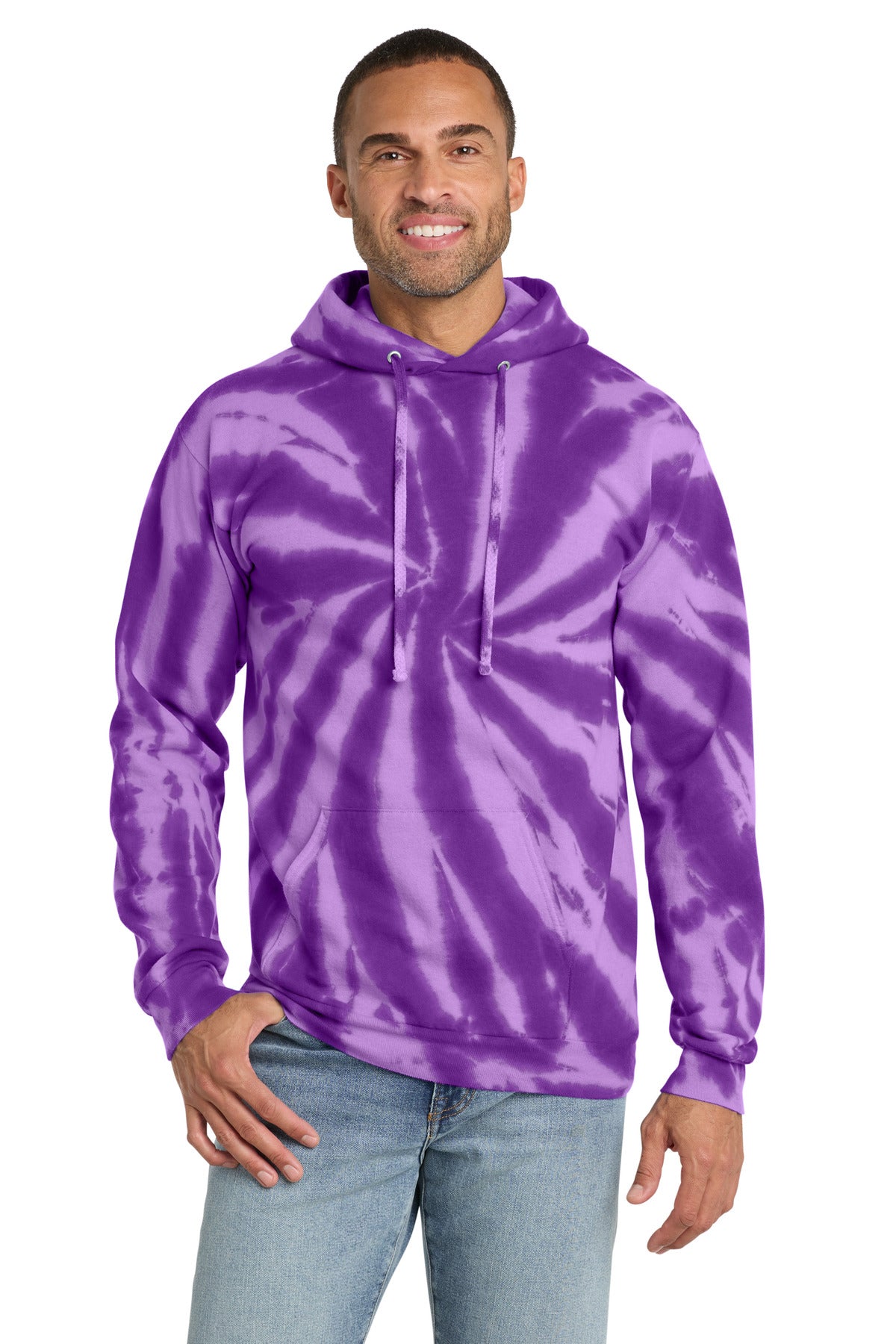 Port & Co Tie-Dye Pullover Hooded Sweatshirt. PC146 - Purple