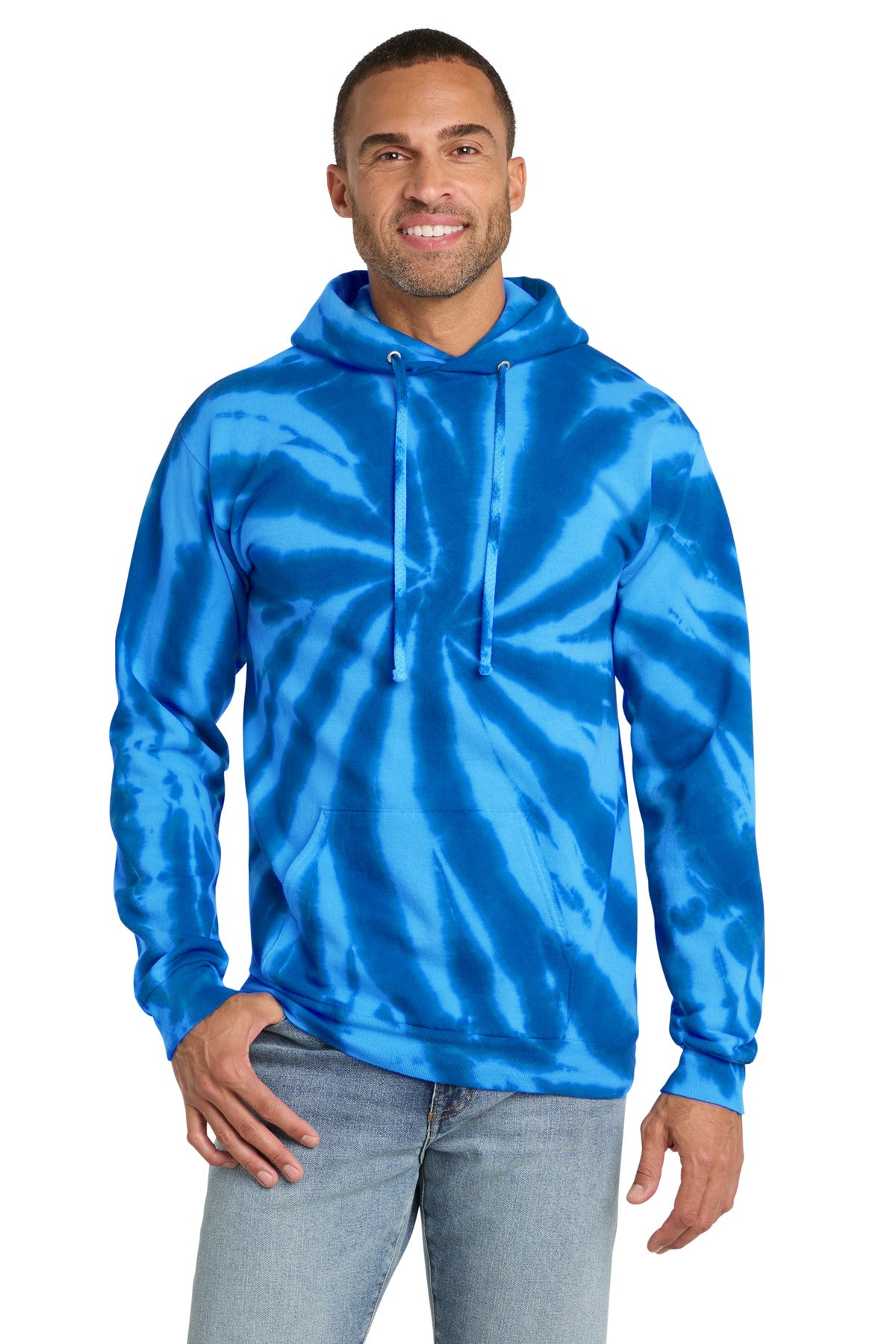 Port & Co Tie-Dye Pullover Hooded Sweatshirt. PC146 - Royal