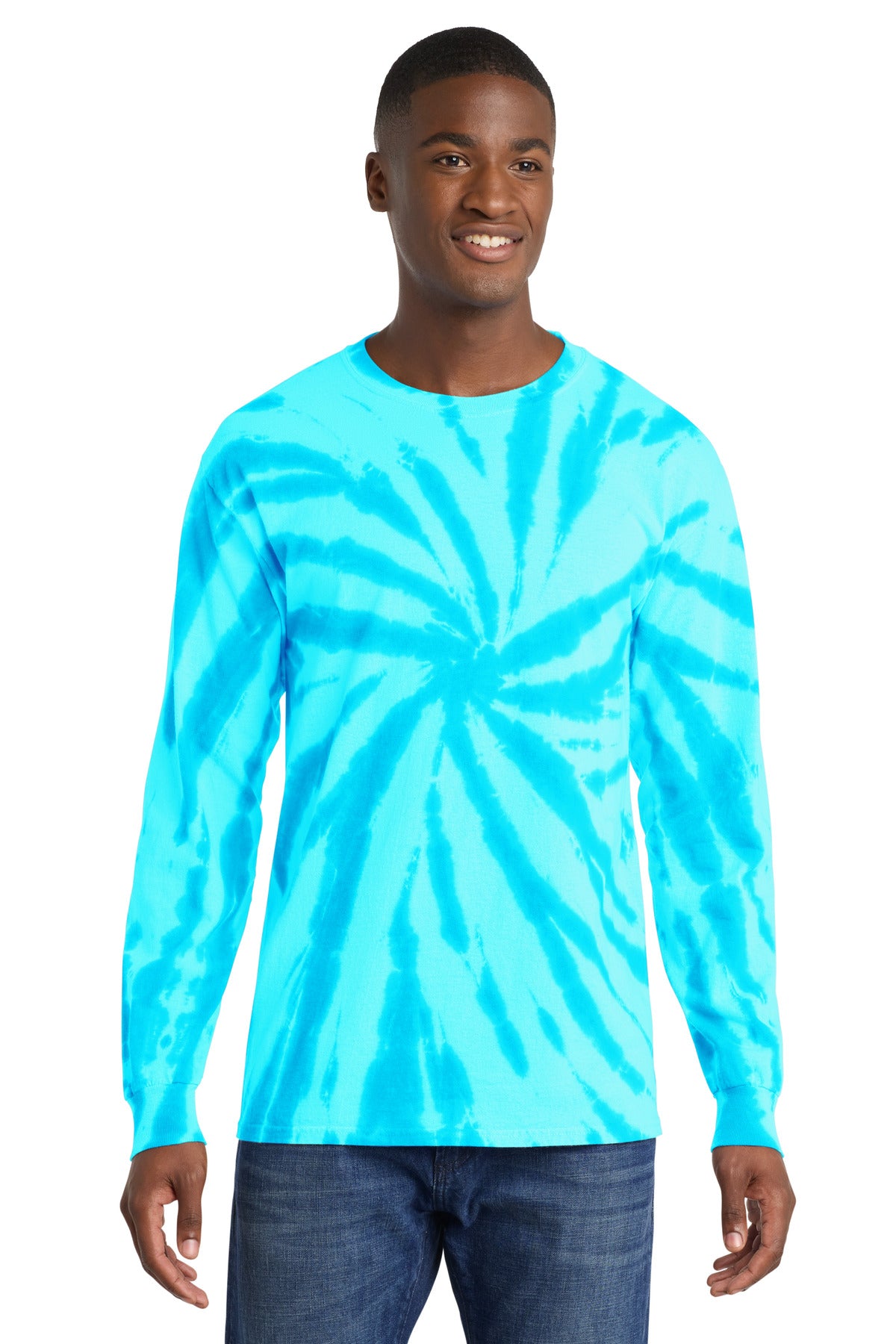 Port & Co Tie-Dye Long Sleeve Tee.  PC147LS - Turquoise