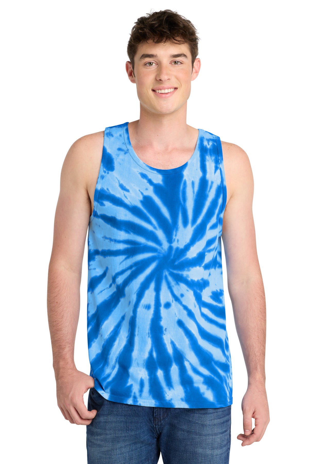 Port & Co Tie-Dye Tank Top.  PC147TT - Royal