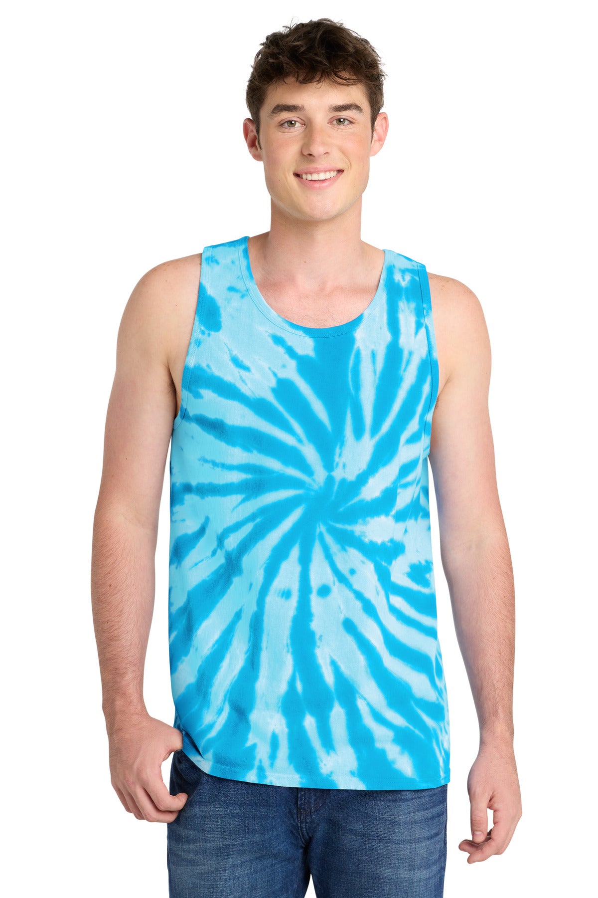 Port & Co Tie-Dye Tank Top.  PC147TT - Turquoise
