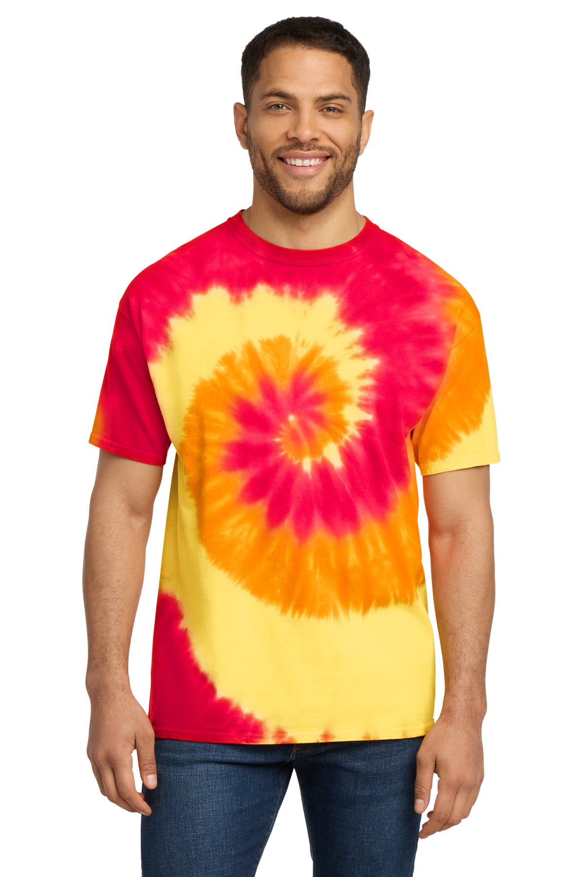 Port & Co Tie-Dye Tee. PC147 - Blaze Rainbow