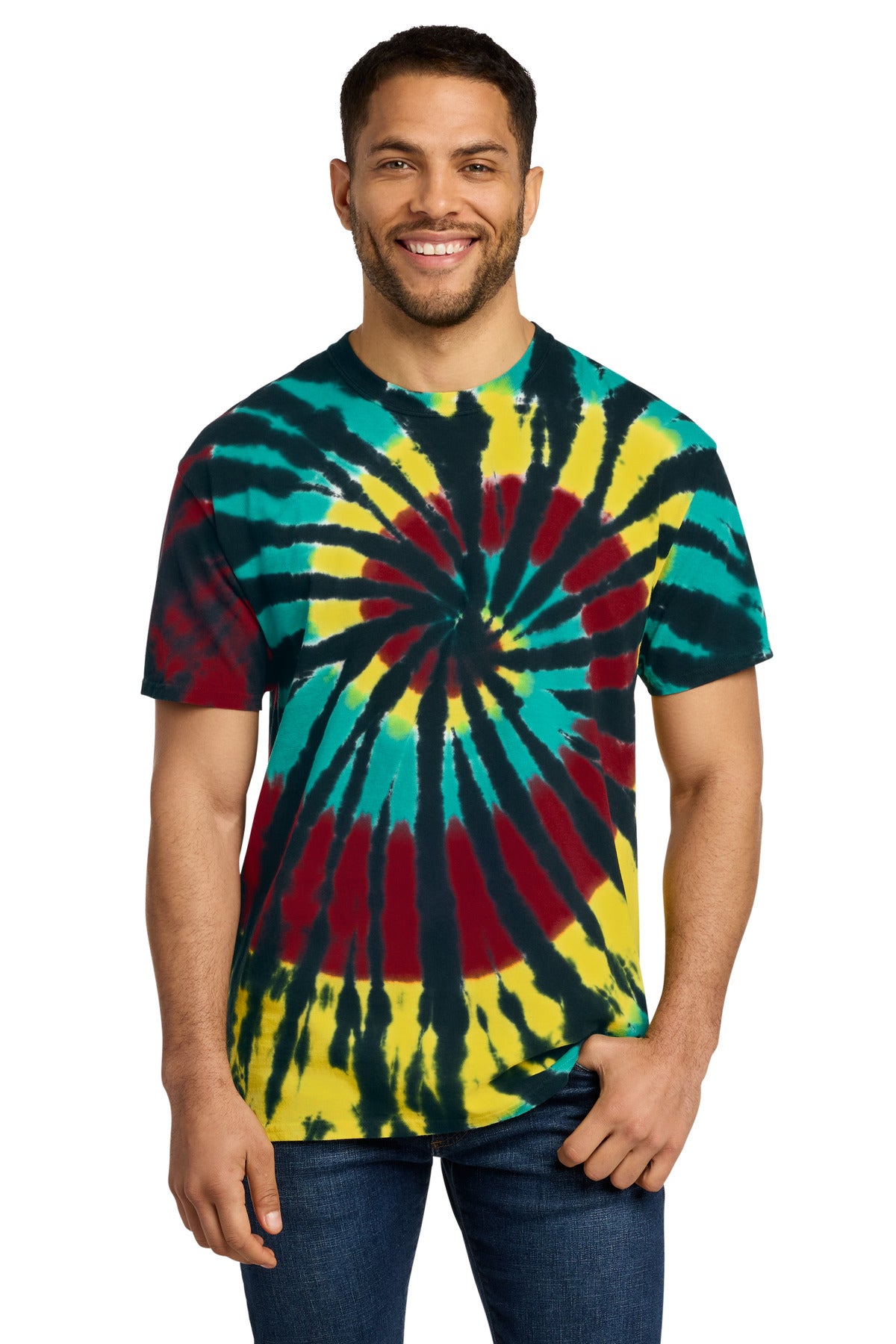 Port & Co Tie-Dye Tee. PC147 - Island Spiral
