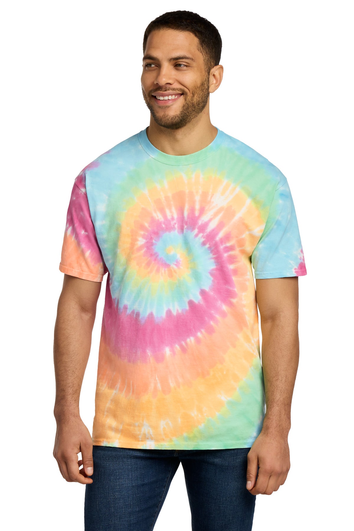 Port & Co Tie-Dye Tee. PC147 - Pastel Rainbow