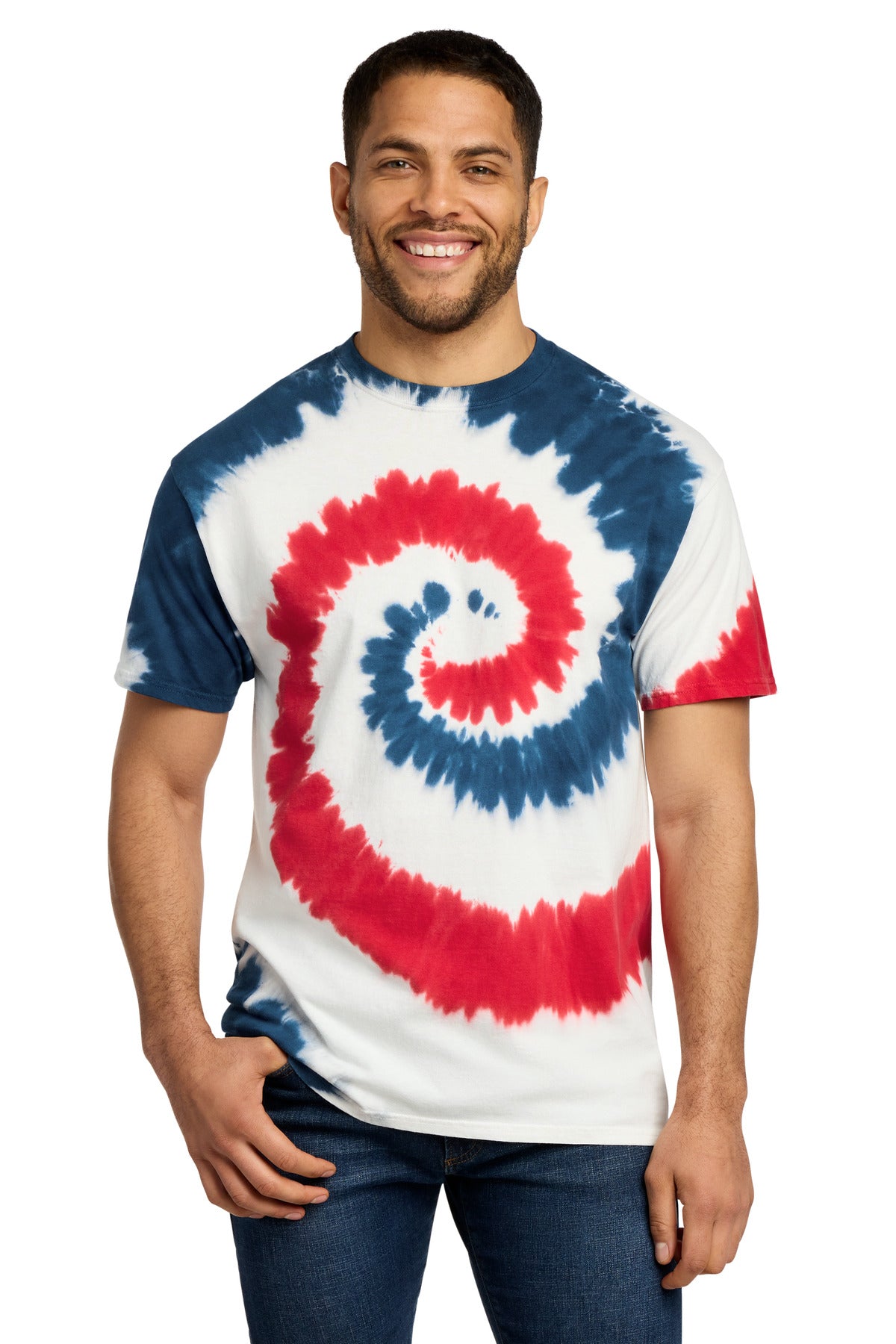 Port & Co Tie-Dye Tee. PC147 - USA Rainbow
