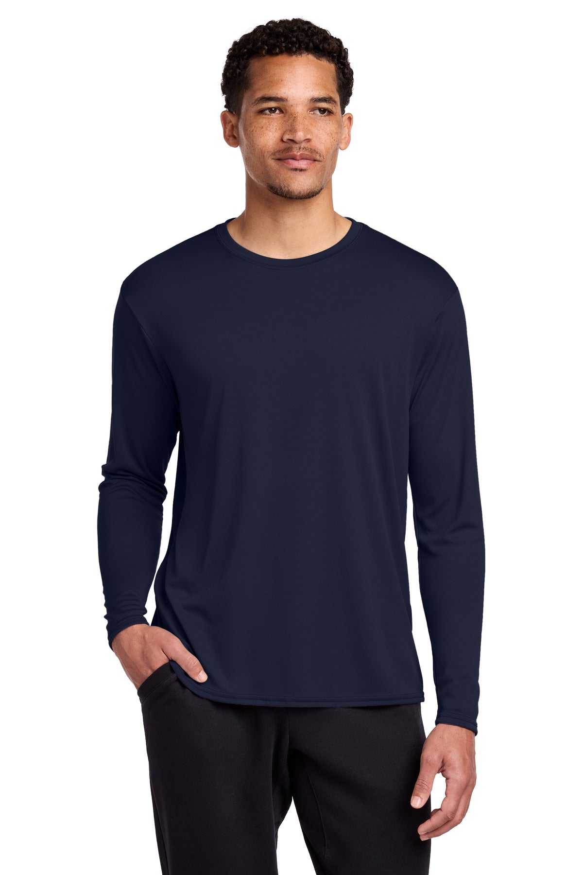 Port & Co Long Sleeve Performance Tee. PC380LS - Deep Navy