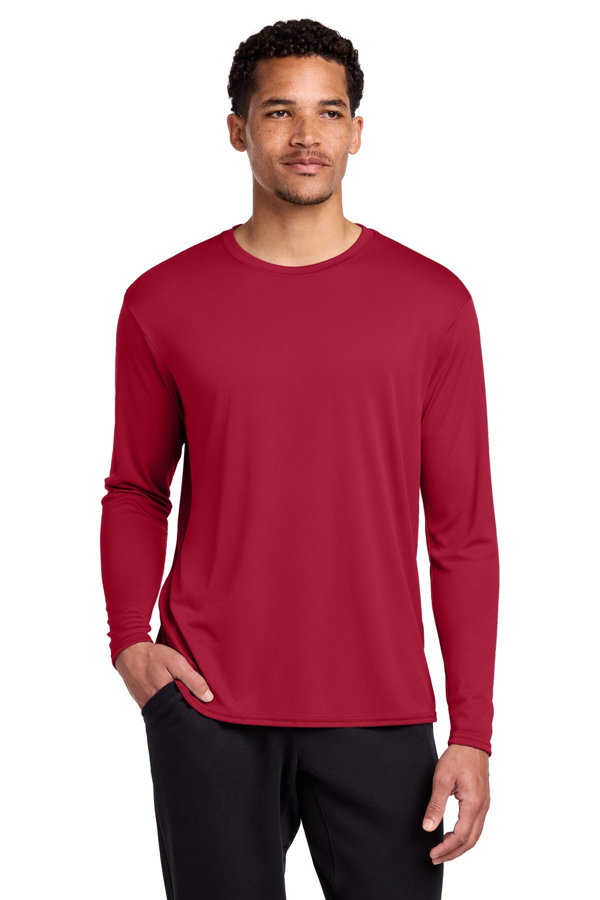 Port & Co Long Sleeve Performance Tee. PC380LS - Red