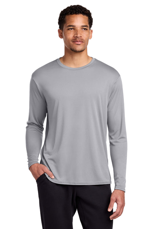 Port & Co Long Sleeve Performance Tee. PC380LS - Silver