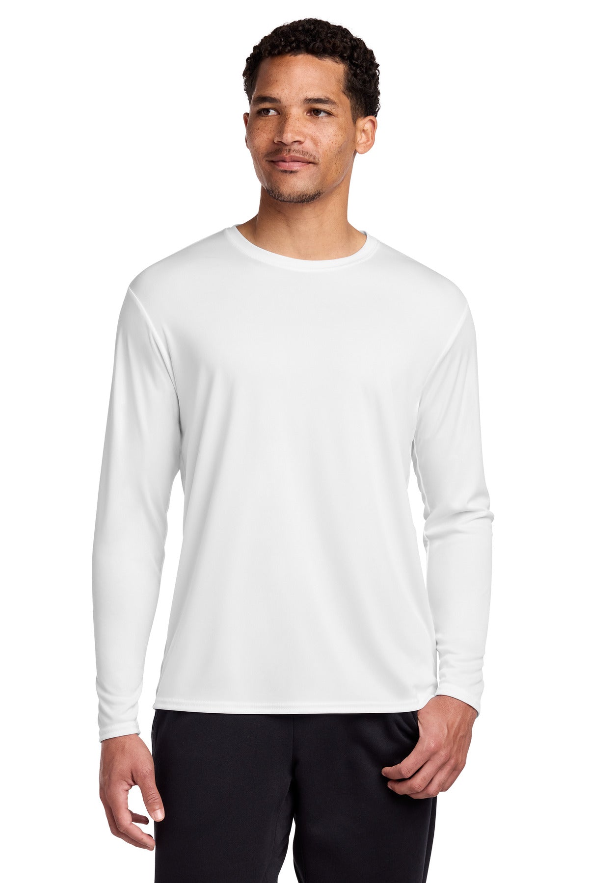 Port & Co Long Sleeve Performance Tee. PC380LS - White
