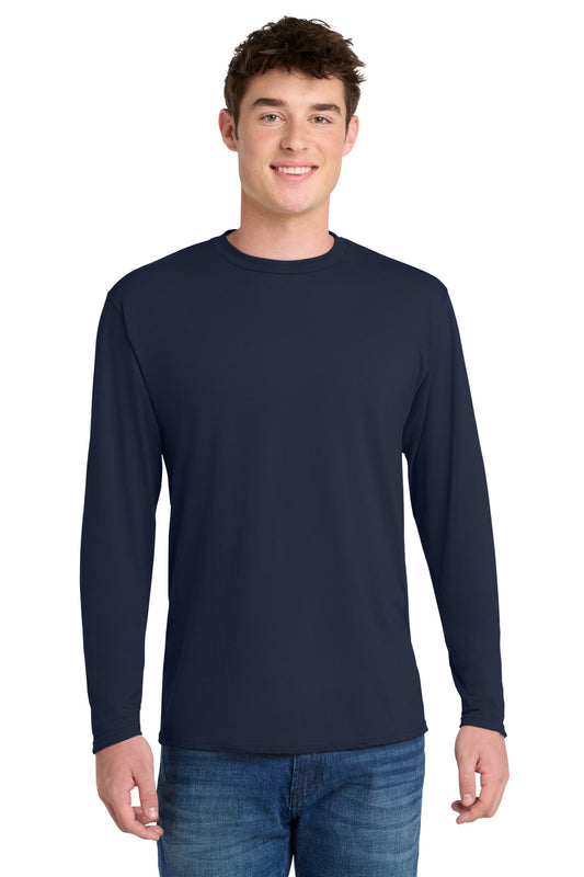 Port & Co Long Sleeve Performance Blend Tee. PC381LS - Deep Navy