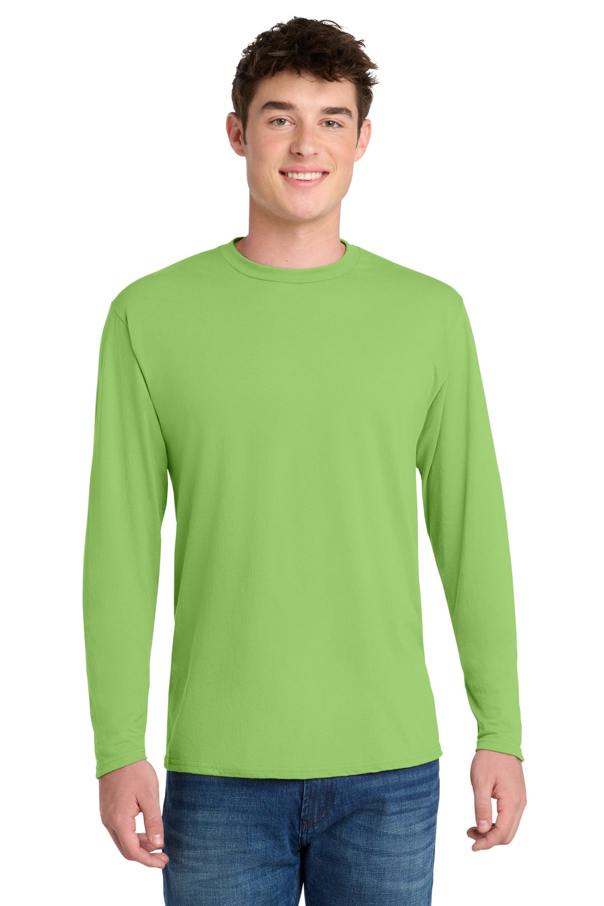 Port & Co Long Sleeve Performance Blend Tee. PC381LS - Lime