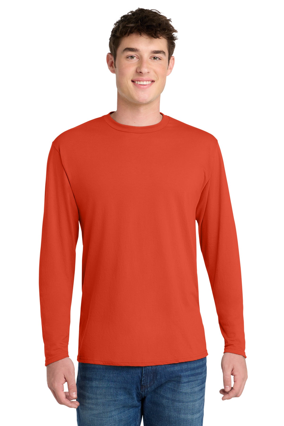Port & Co Long Sleeve Performance Blend Tee. PC381LS - Orange