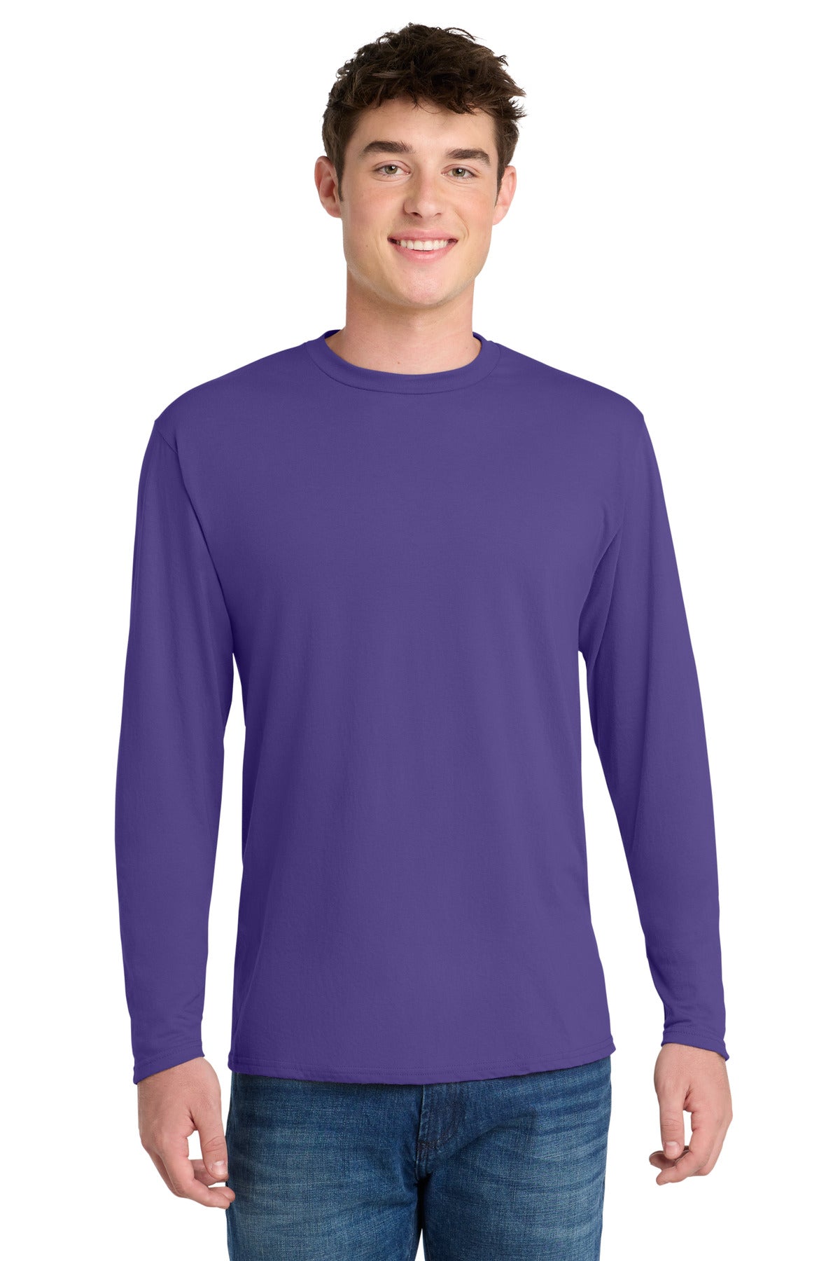 Port & Co Long Sleeve Performance Blend Tee. PC381LS - Purple