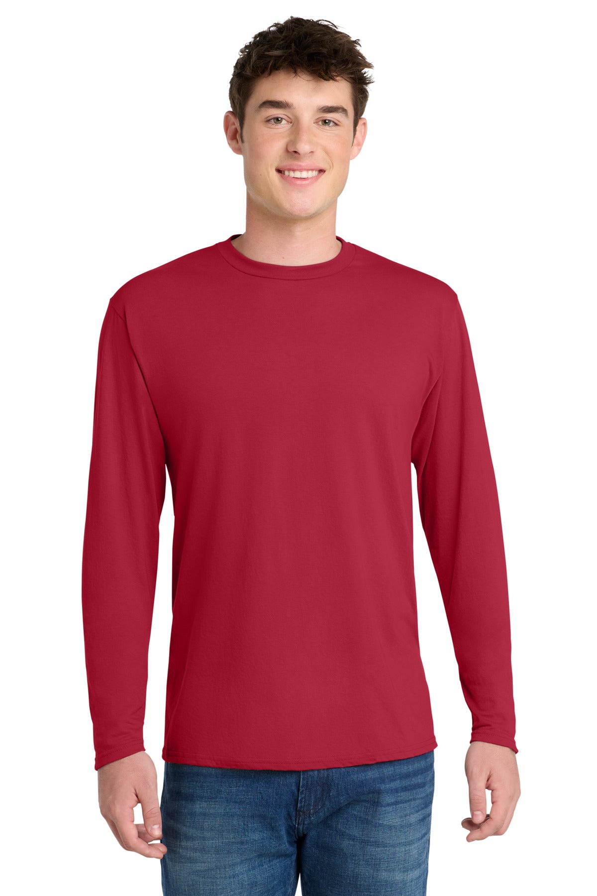 Port & Co Long Sleeve Performance Blend Tee. PC381LS - Red