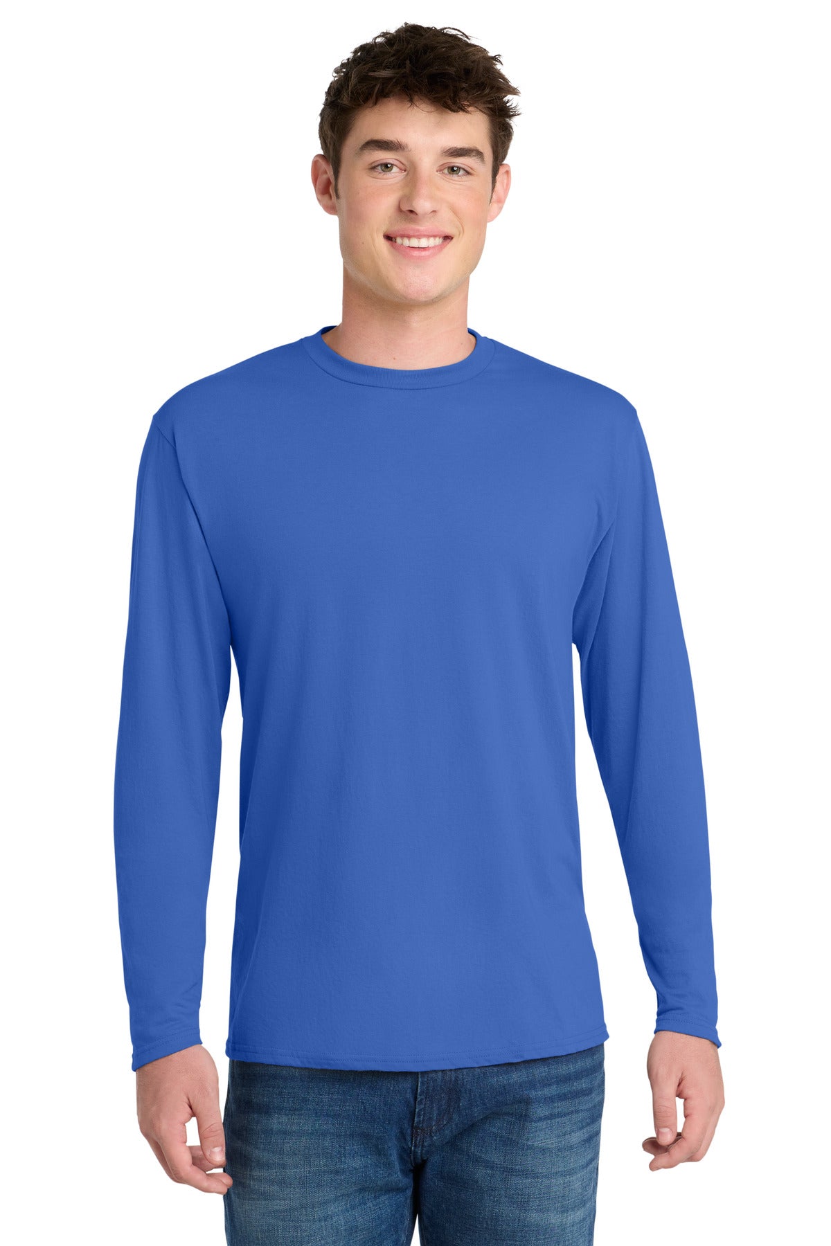 Port & Co Long Sleeve Performance Blend Tee. PC381LS - True Royal