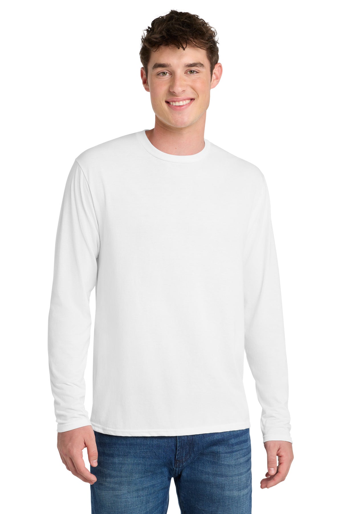 Port & Co Long Sleeve Performance Blend Tee. PC381LS - White